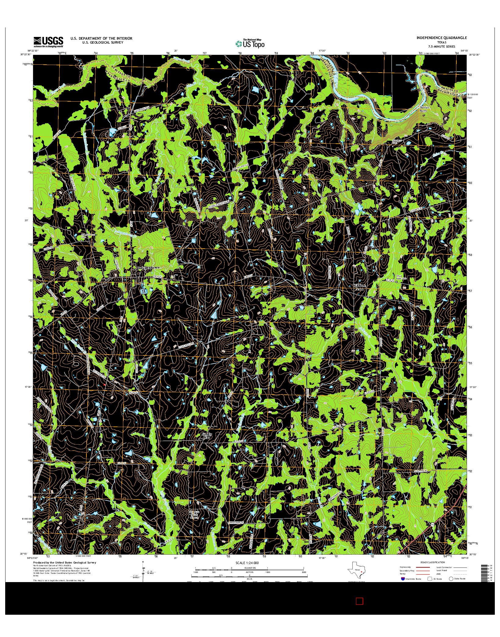 USGS US TOPO 7.5-MINUTE MAP FOR INDEPENDENCE, TX 2016