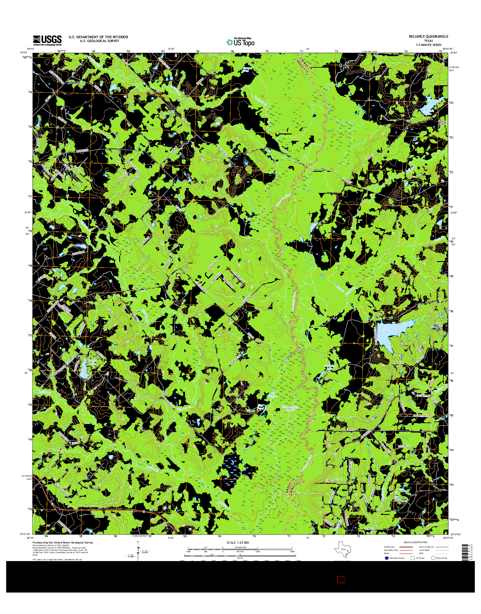 USGS US TOPO 7.5-MINUTE MAP FOR RELIANCE, TX 2016