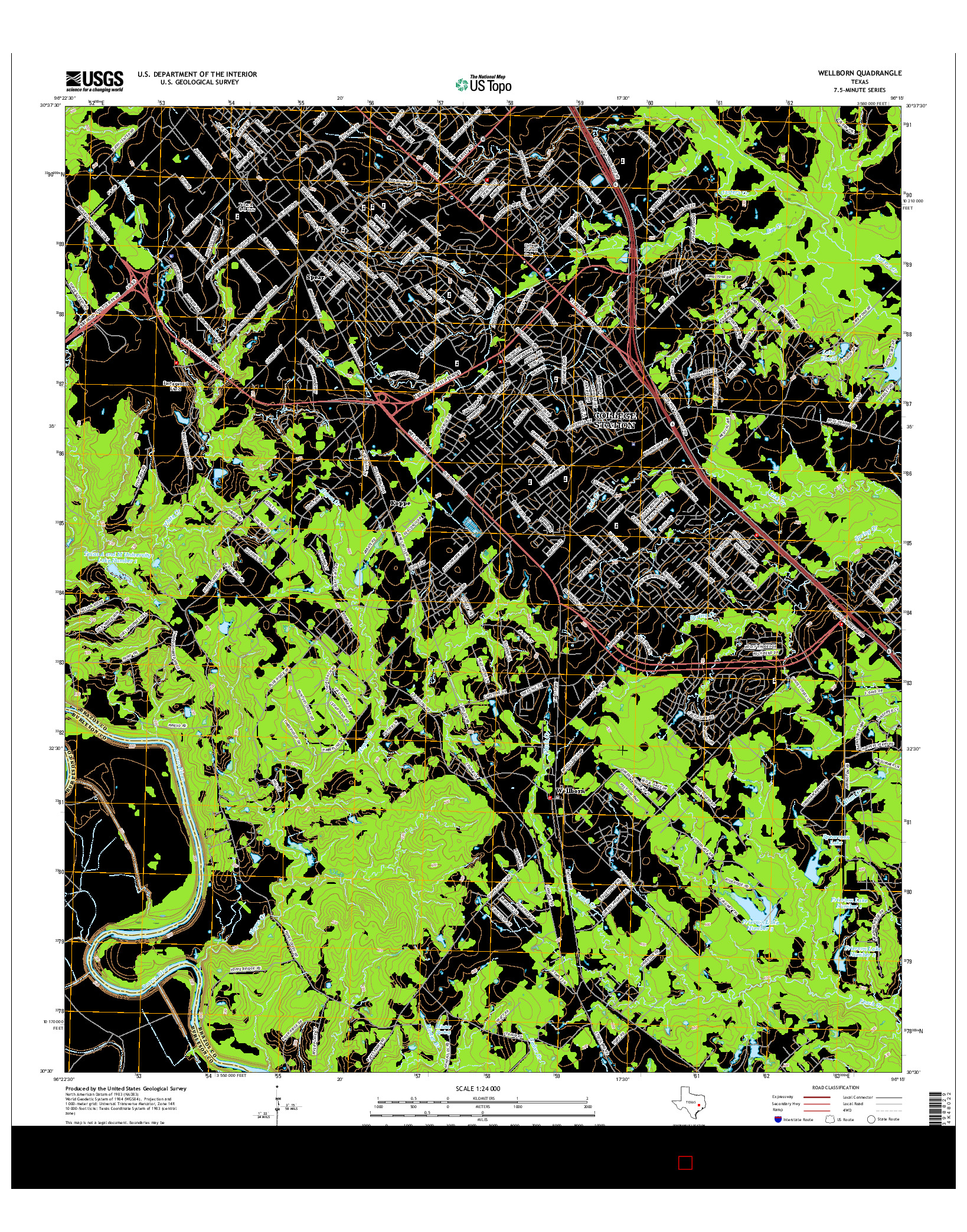 USGS US TOPO 7.5-MINUTE MAP FOR WELLBORN, TX 2016