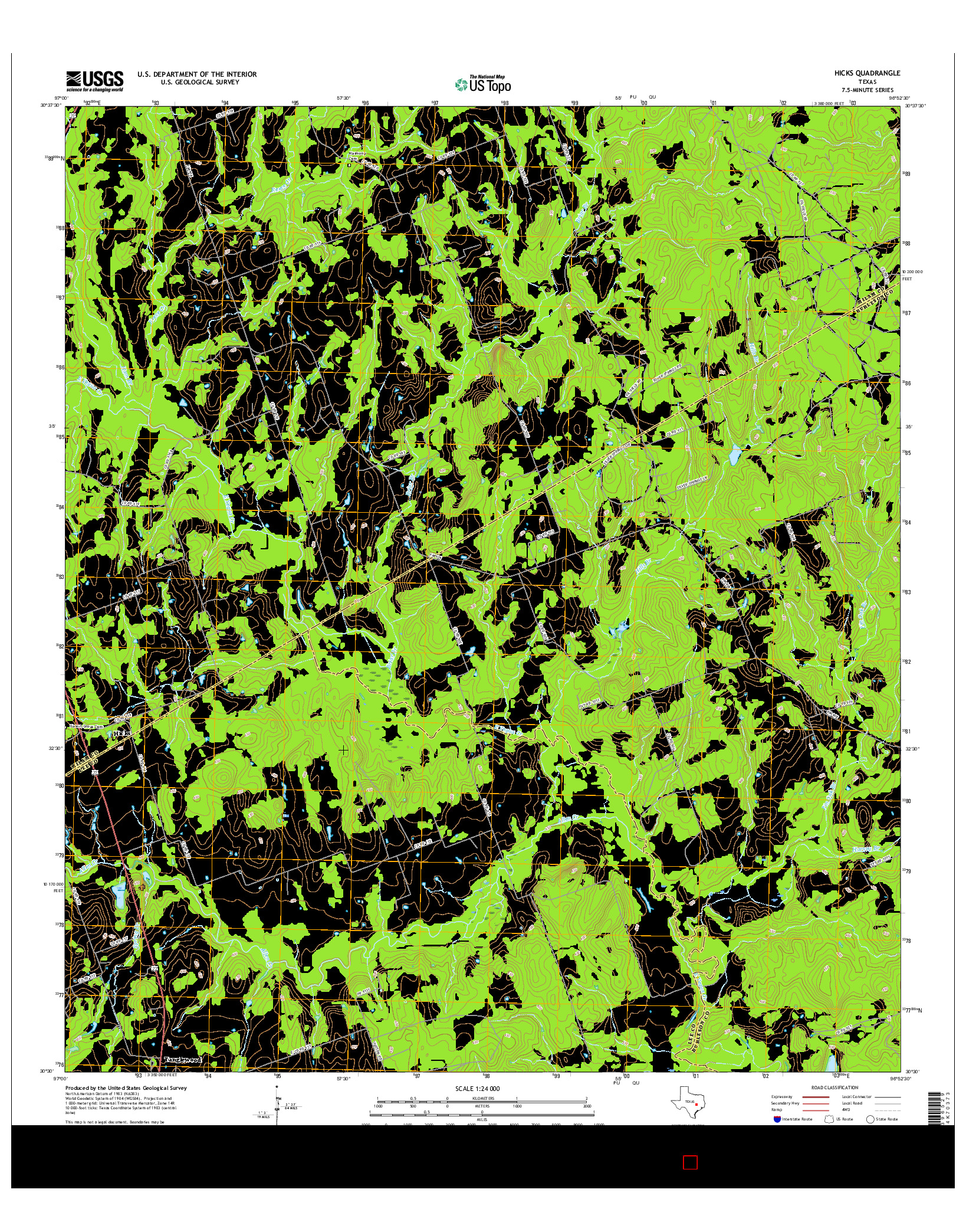 USGS US TOPO 7.5-MINUTE MAP FOR HICKS, TX 2016