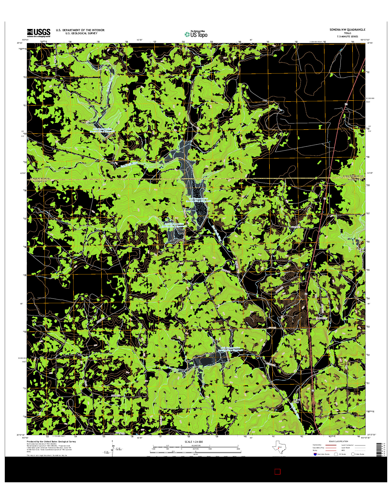 USGS US TOPO 7.5-MINUTE MAP FOR SONORA NW, TX 2016