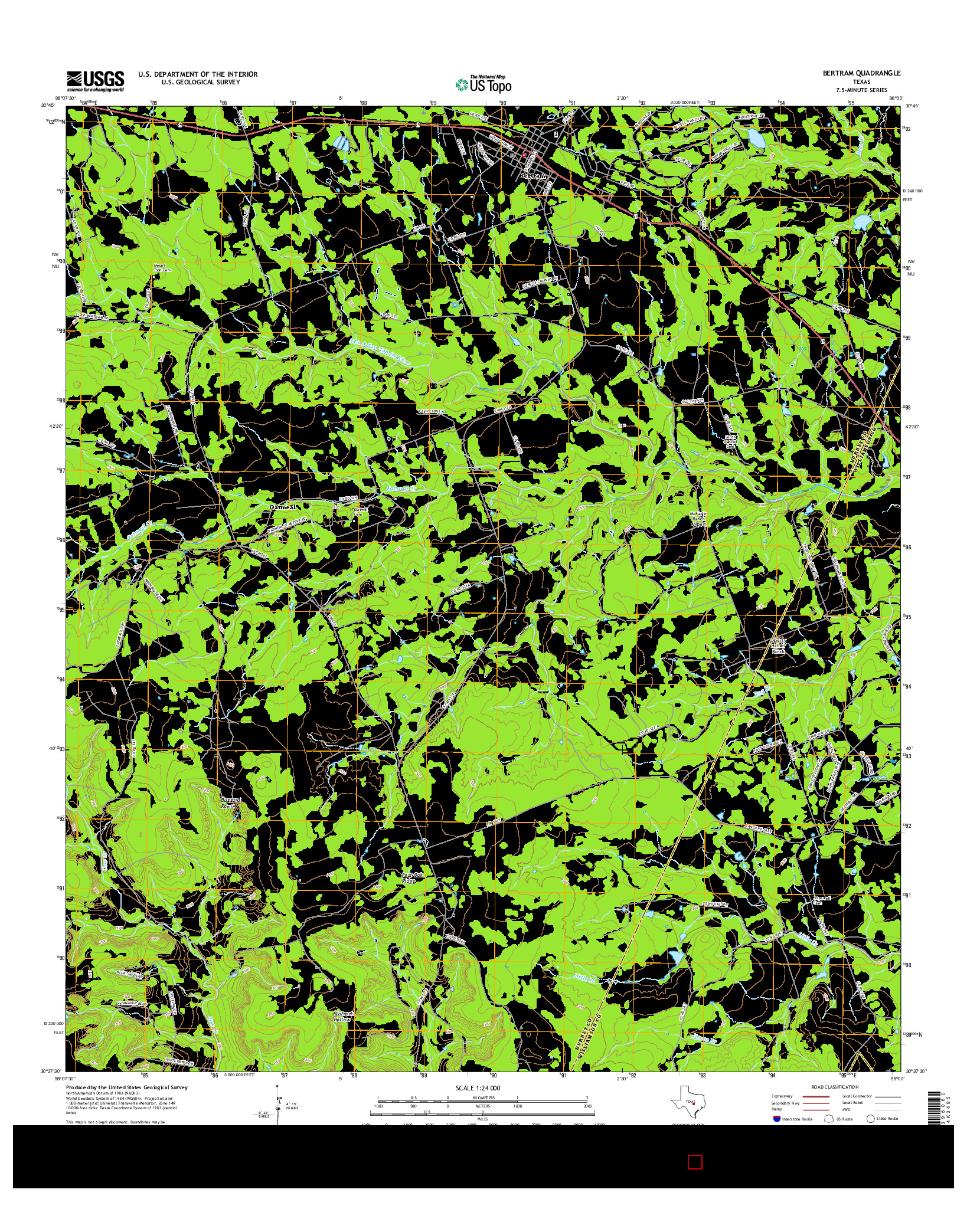 USGS US TOPO 7.5-MINUTE MAP FOR BERTRAM, TX 2016