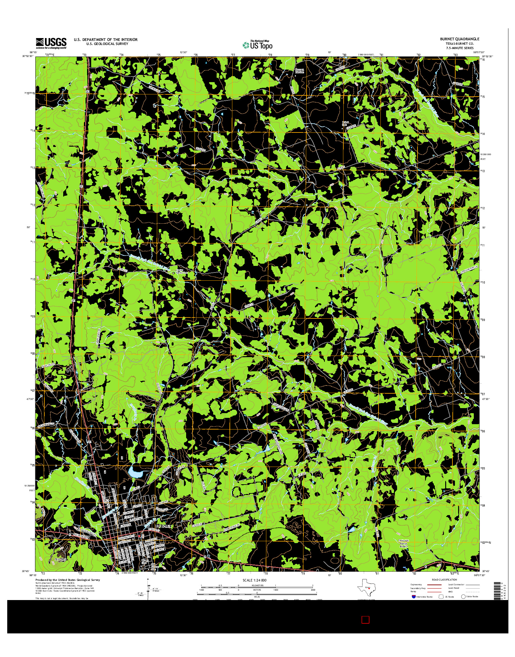 USGS US TOPO 7.5-MINUTE MAP FOR BURNET, TX 2016