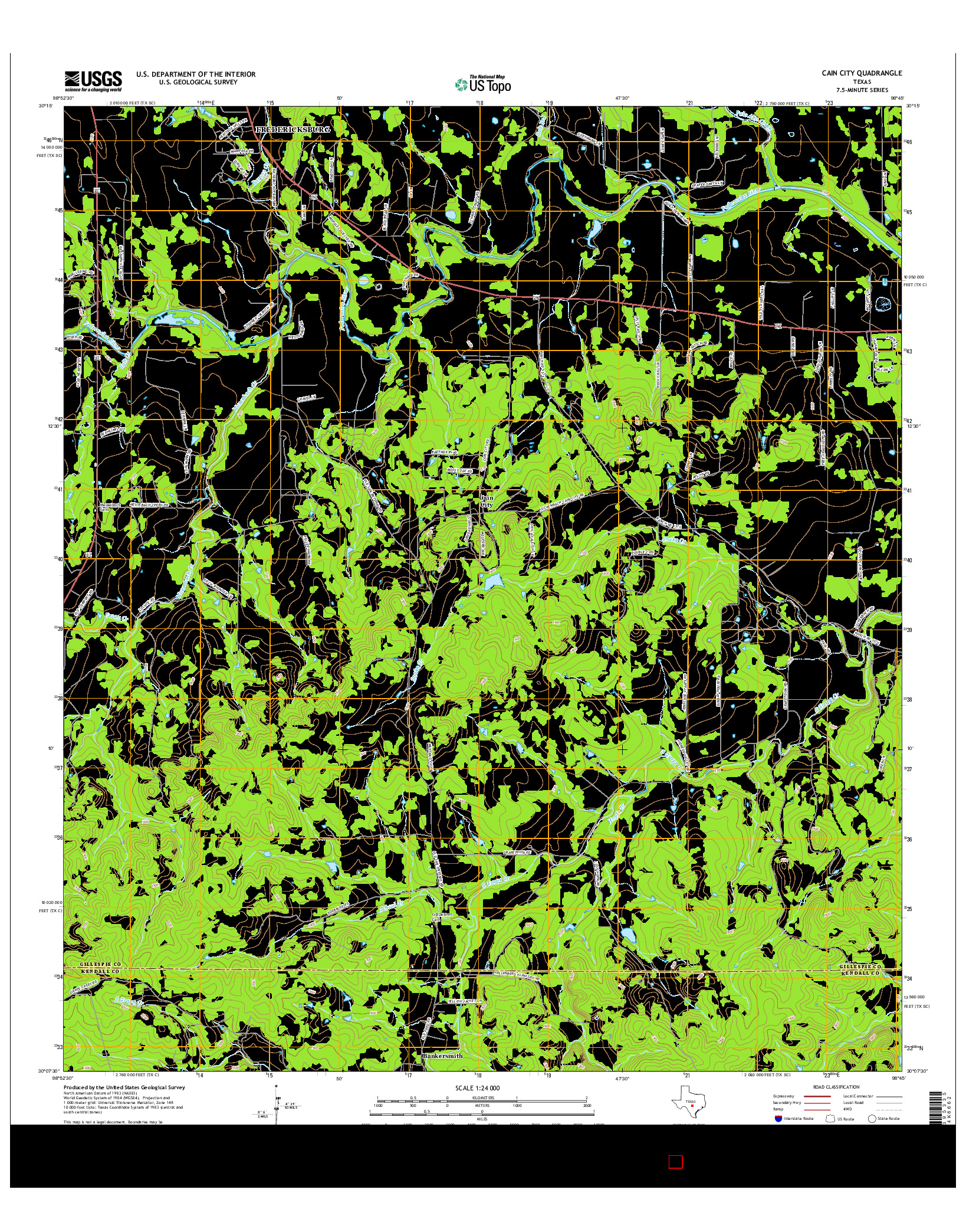 USGS US TOPO 7.5-MINUTE MAP FOR CAIN CITY, TX 2016