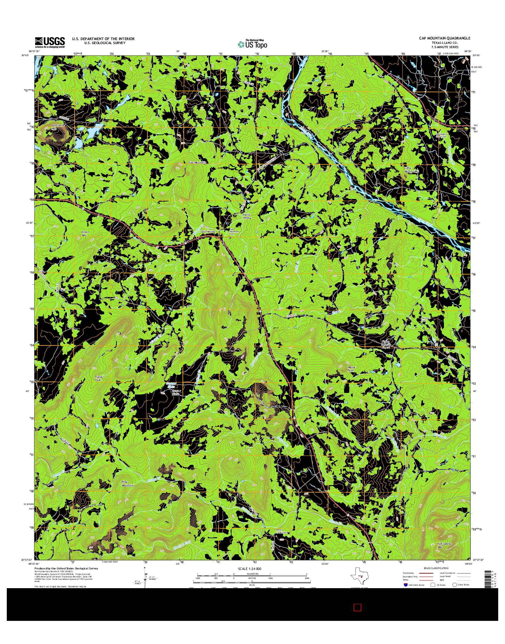 USGS US TOPO 7.5-MINUTE MAP FOR CAP MOUNTAIN, TX 2016