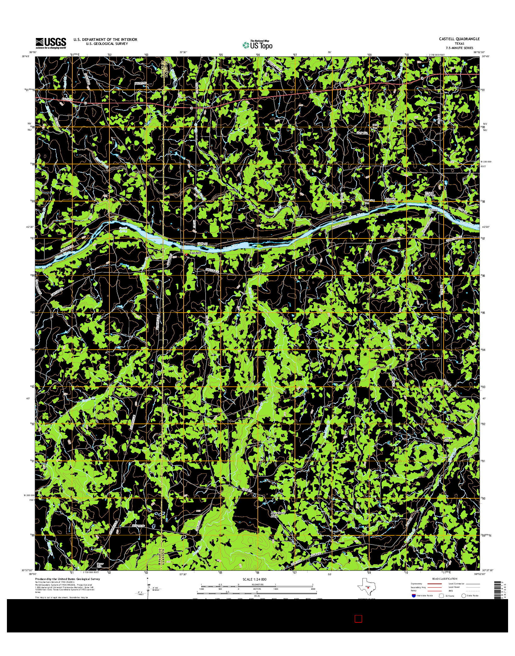 USGS US TOPO 7.5-MINUTE MAP FOR CASTELL, TX 2016