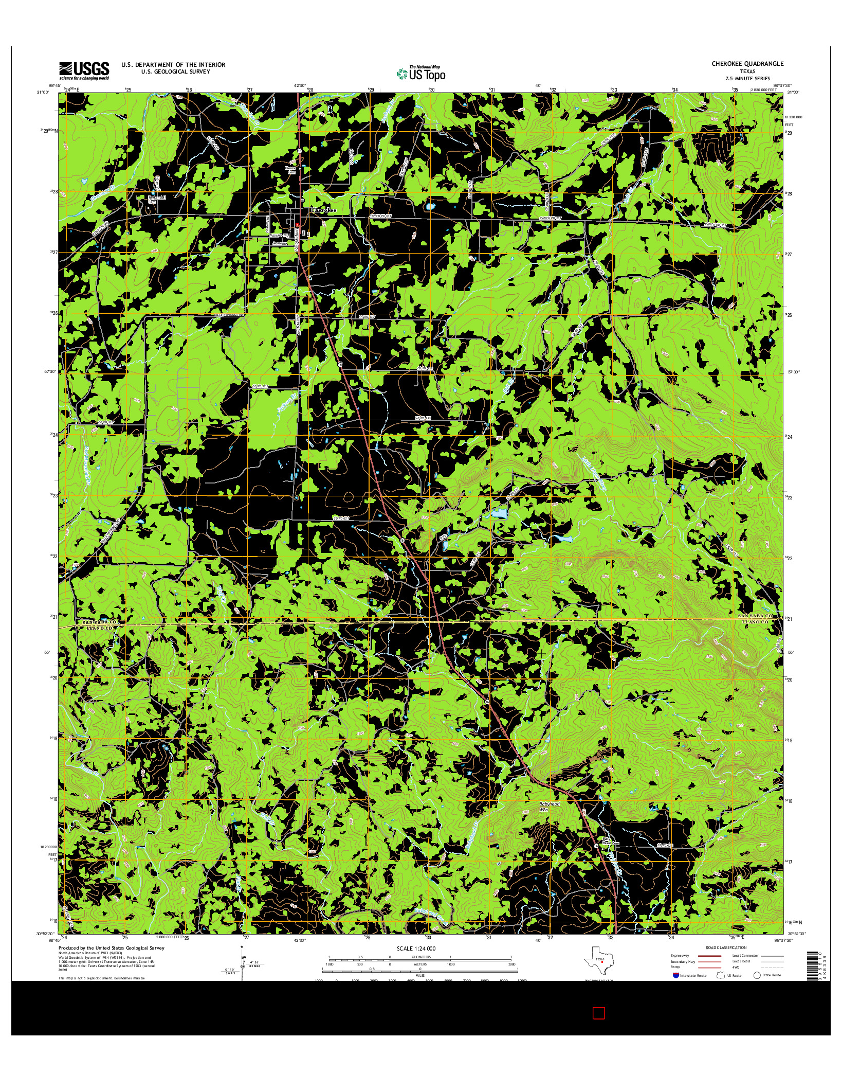 USGS US TOPO 7.5-MINUTE MAP FOR CHEROKEE, TX 2016