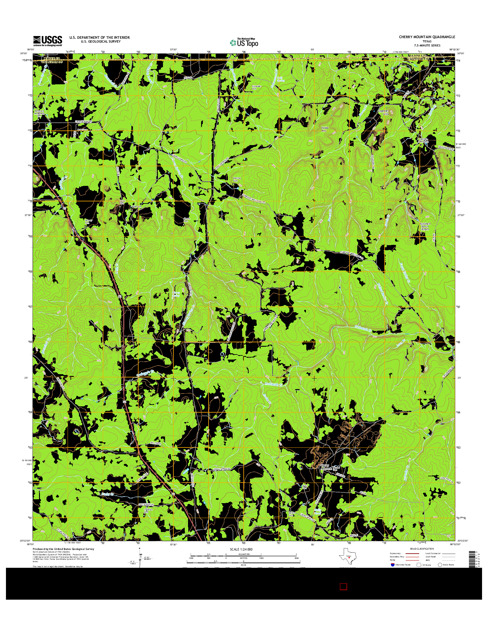 USGS US TOPO 7.5-MINUTE MAP FOR CHERRY MOUNTAIN, TX 2016