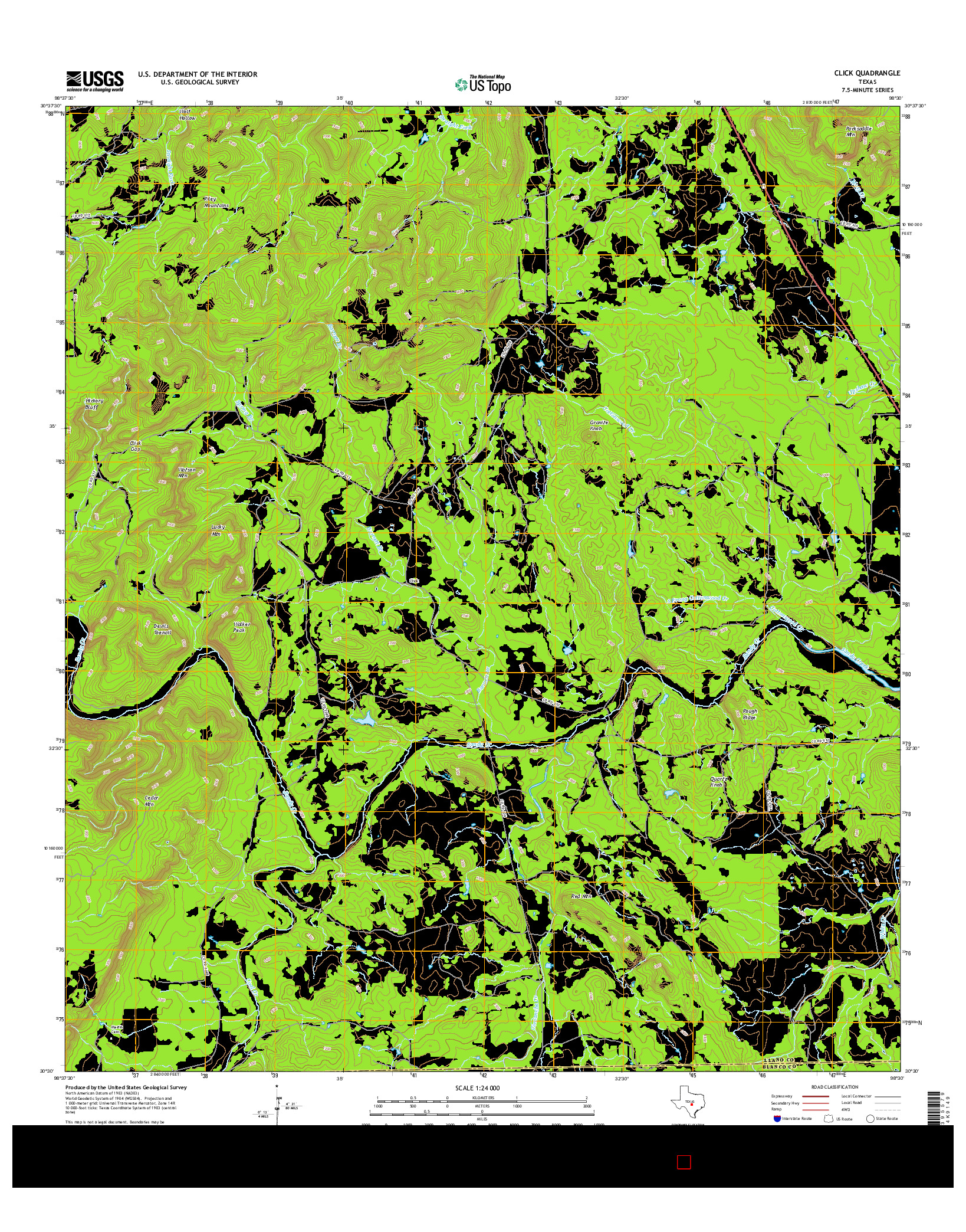 USGS US TOPO 7.5-MINUTE MAP FOR CLICK, TX 2016