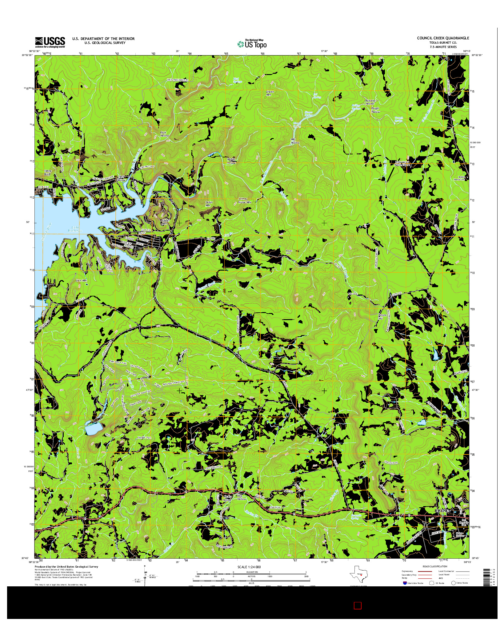 USGS US TOPO 7.5-MINUTE MAP FOR COUNCIL CREEK, TX 2016