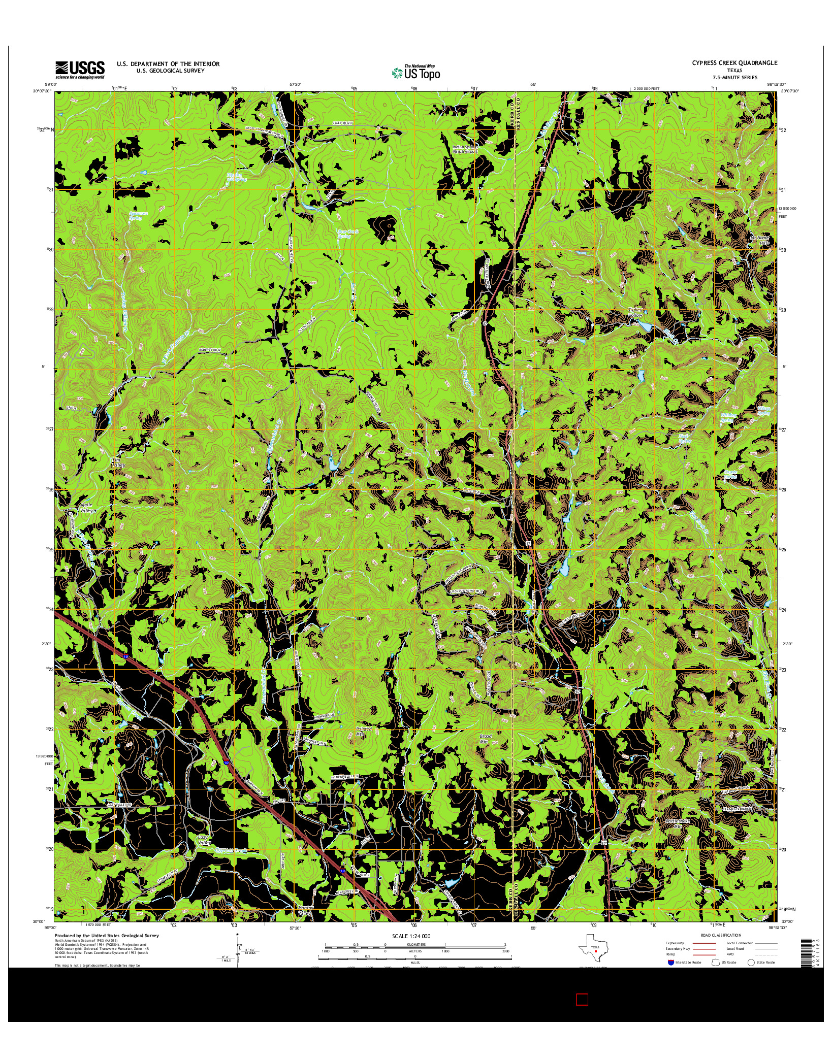 USGS US TOPO 7.5-MINUTE MAP FOR CYPRESS CREEK, TX 2016