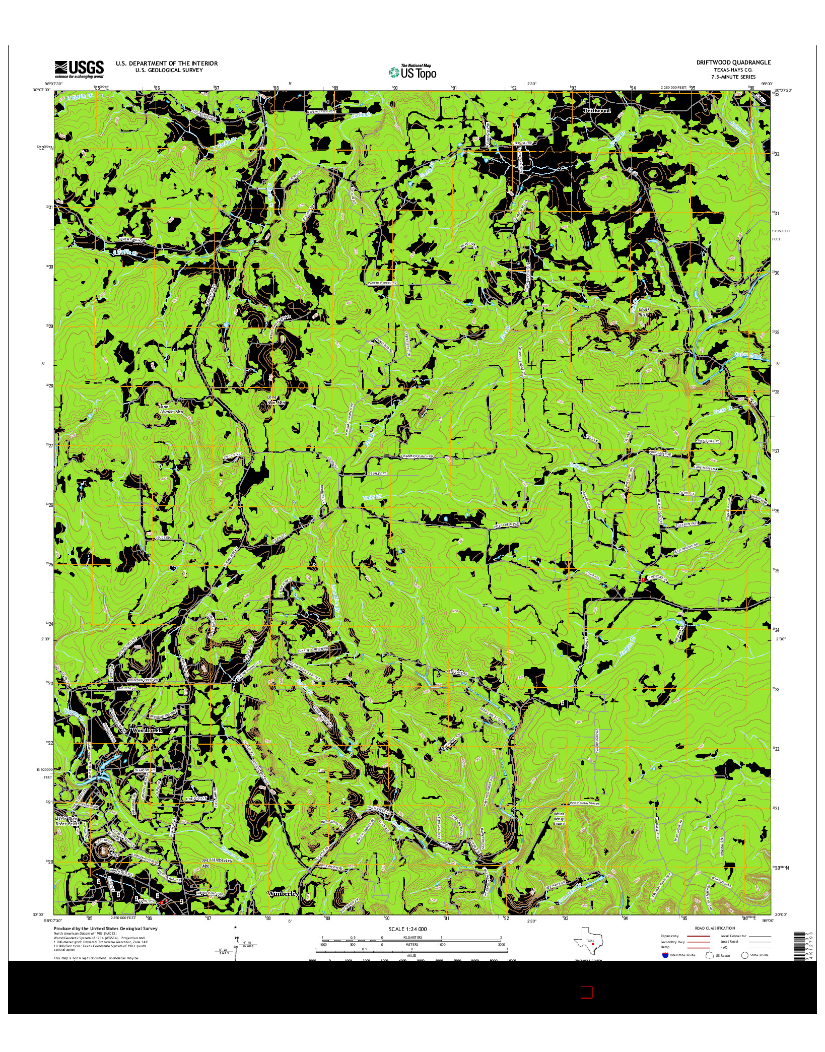 USGS US TOPO 7.5-MINUTE MAP FOR DRIFTWOOD, TX 2016