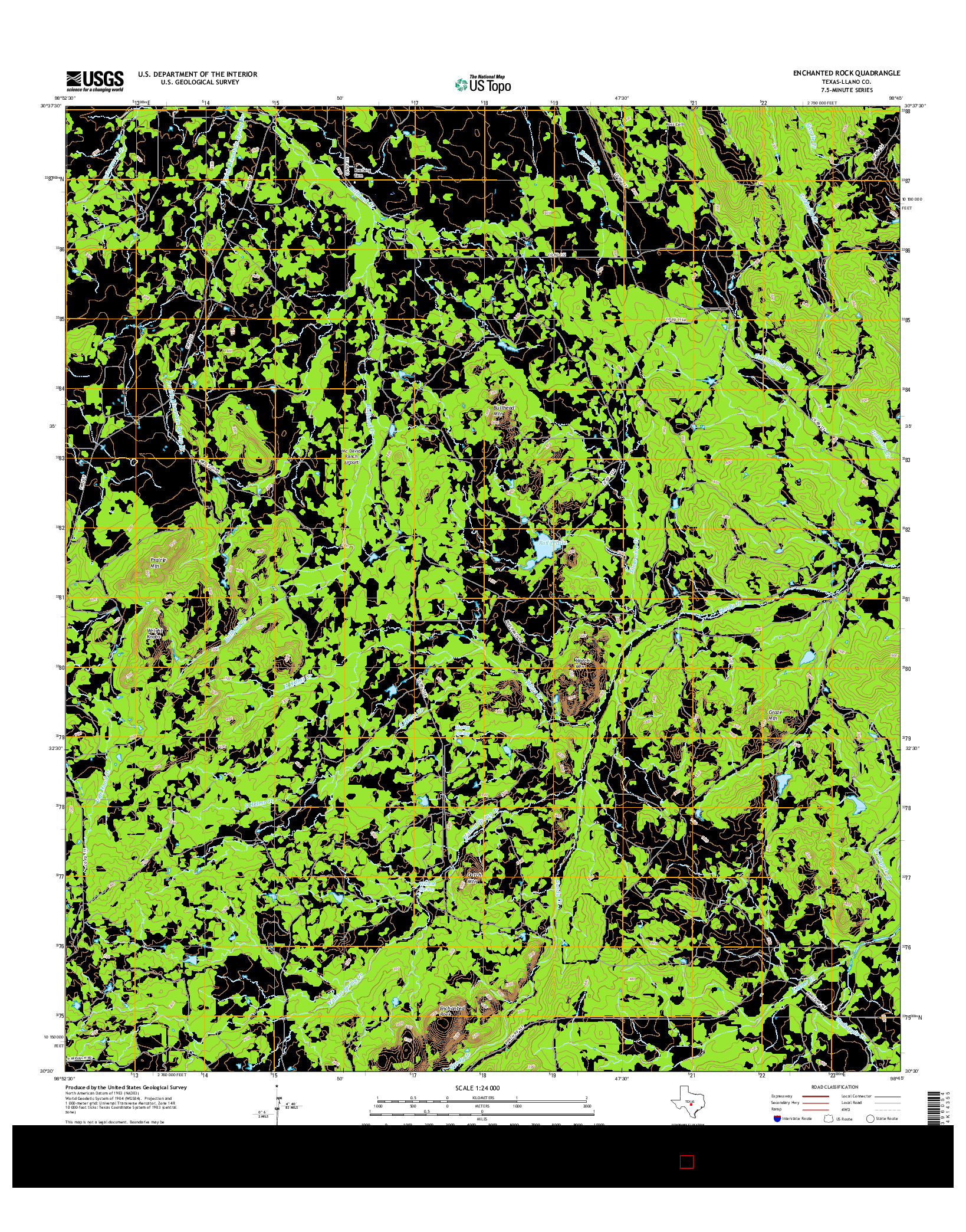 USGS US TOPO 7.5-MINUTE MAP FOR ENCHANTED ROCK, TX 2016