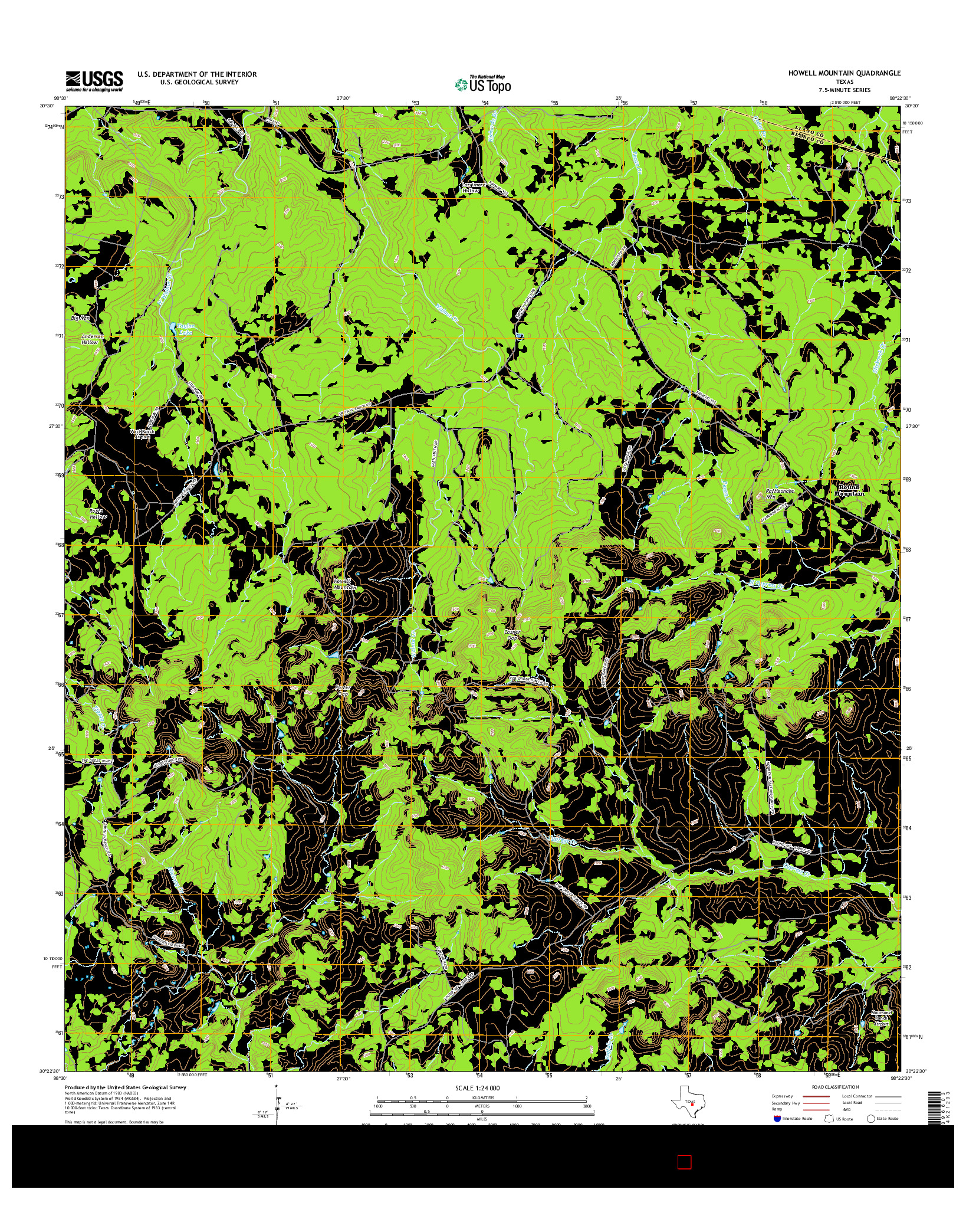 USGS US TOPO 7.5-MINUTE MAP FOR HOWELL MOUNTAIN, TX 2016