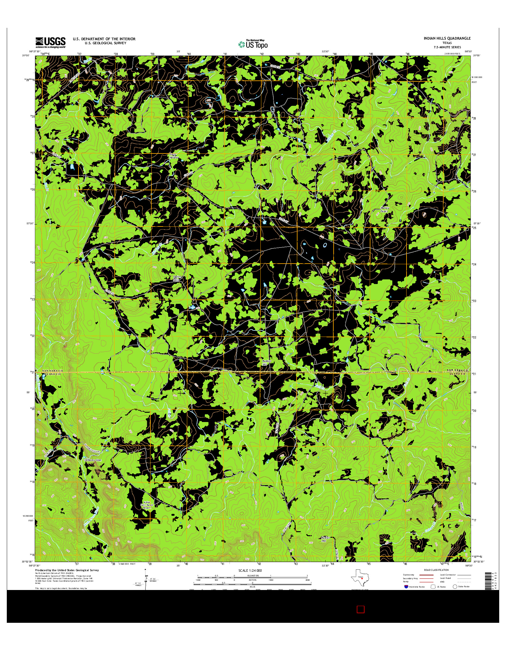 USGS US TOPO 7.5-MINUTE MAP FOR INDIAN HILLS, TX 2016