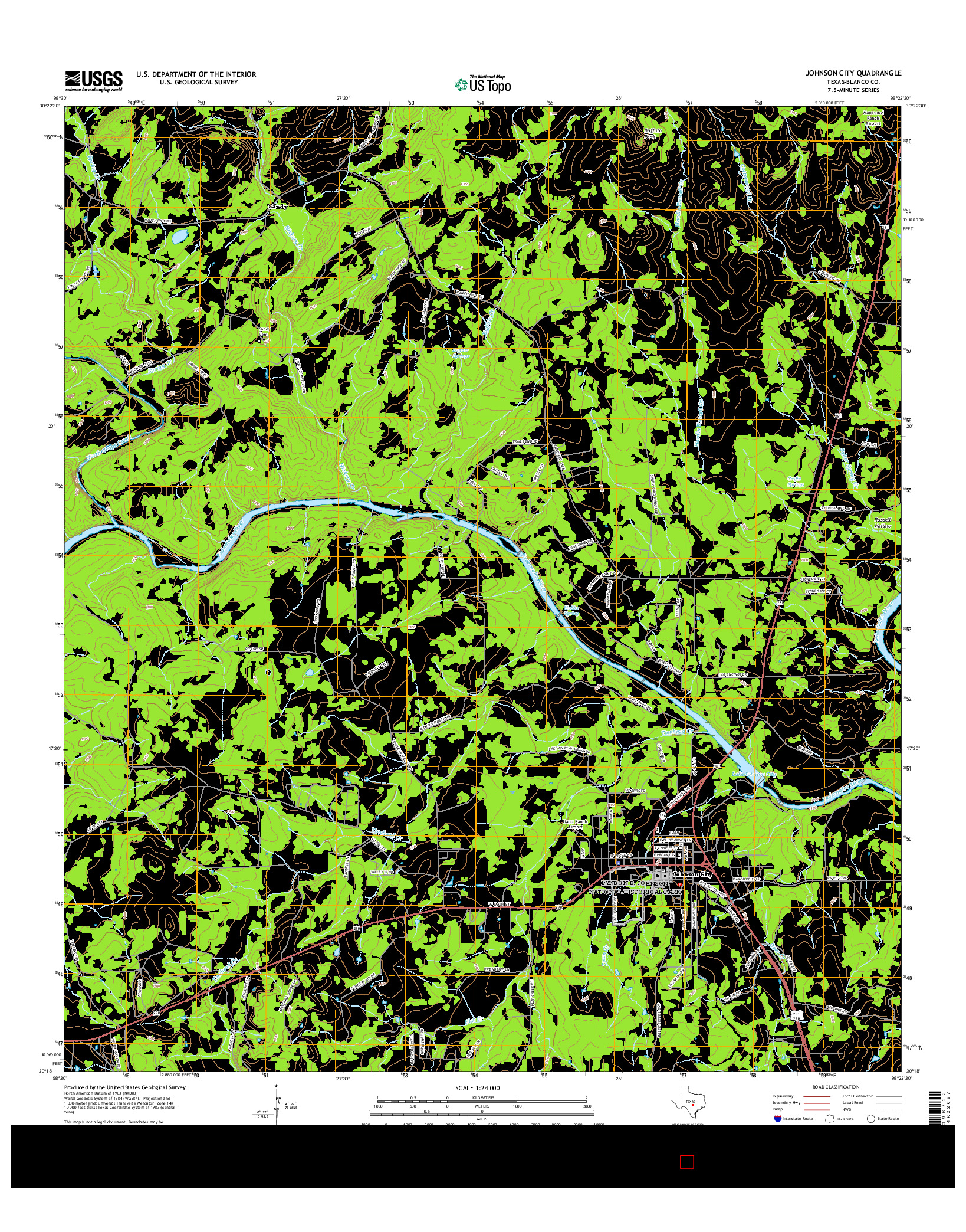 USGS US TOPO 7.5-MINUTE MAP FOR JOHNSON CITY, TX 2016