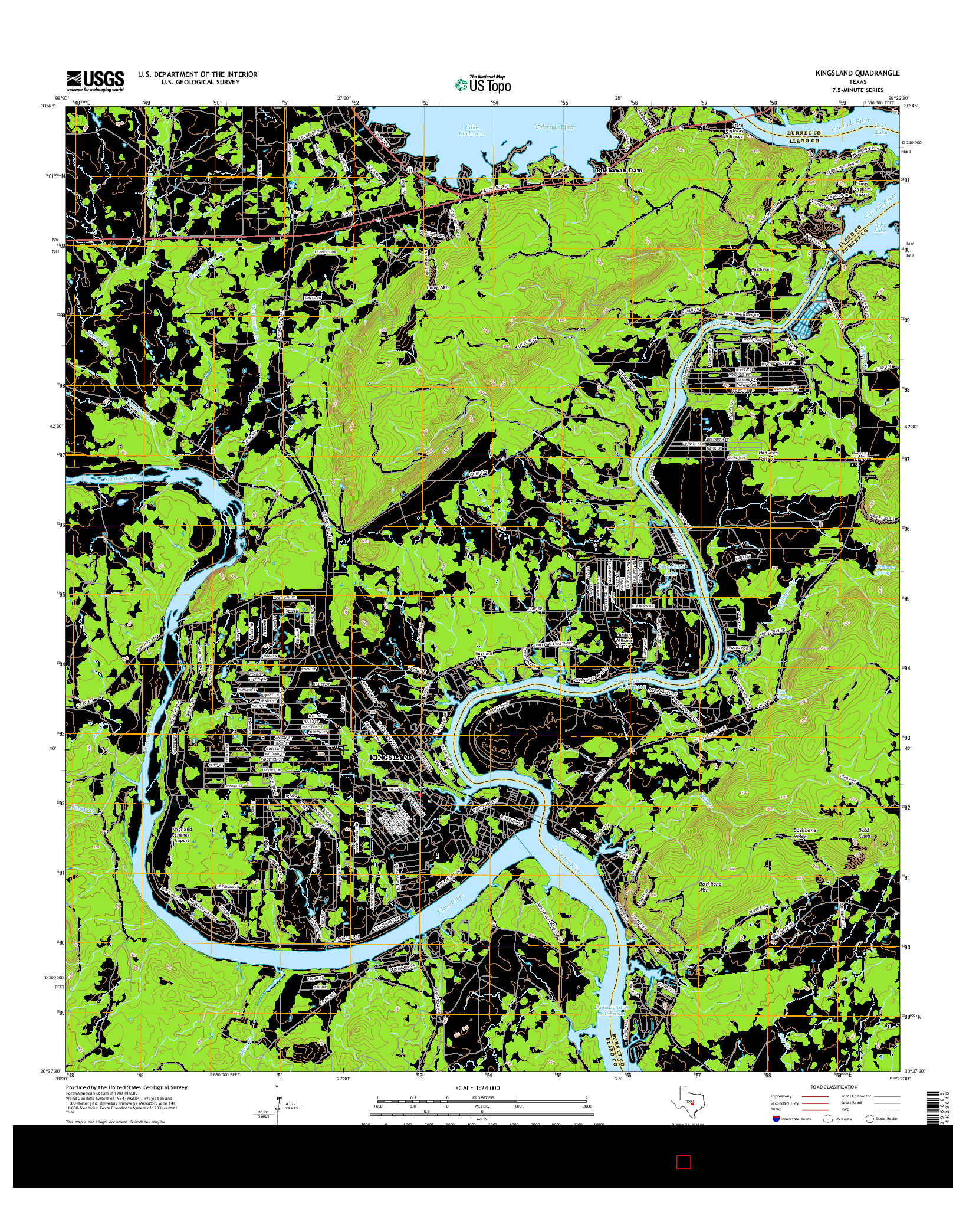 USGS US TOPO 7.5-MINUTE MAP FOR KINGSLAND, TX 2016