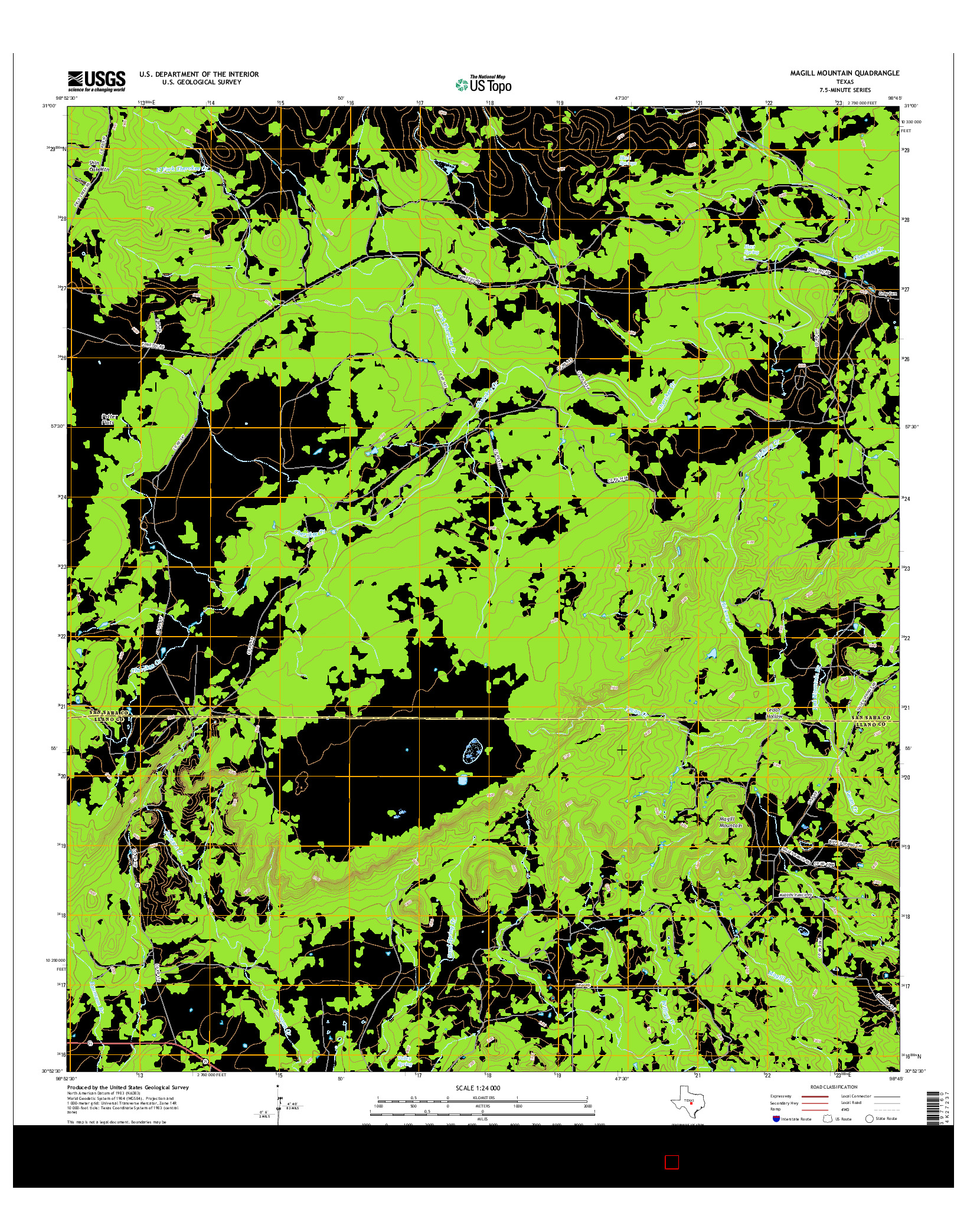 USGS US TOPO 7.5-MINUTE MAP FOR MAGILL MOUNTAIN, TX 2016