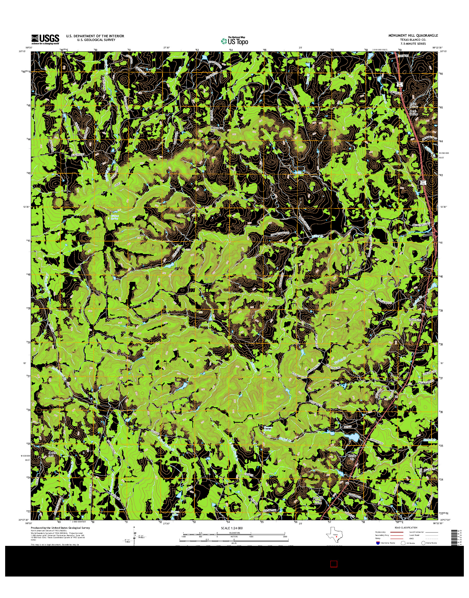 USGS US TOPO 7.5-MINUTE MAP FOR MONUMENT HILL, TX 2016