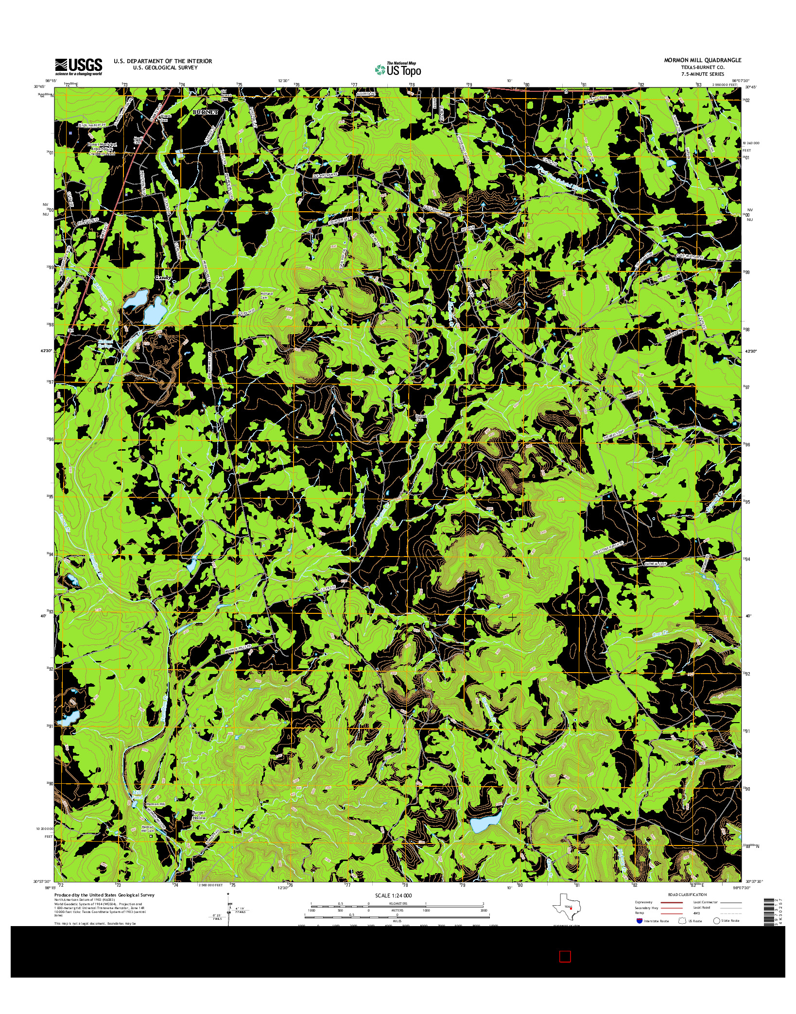 USGS US TOPO 7.5-MINUTE MAP FOR MORMON MILL, TX 2016