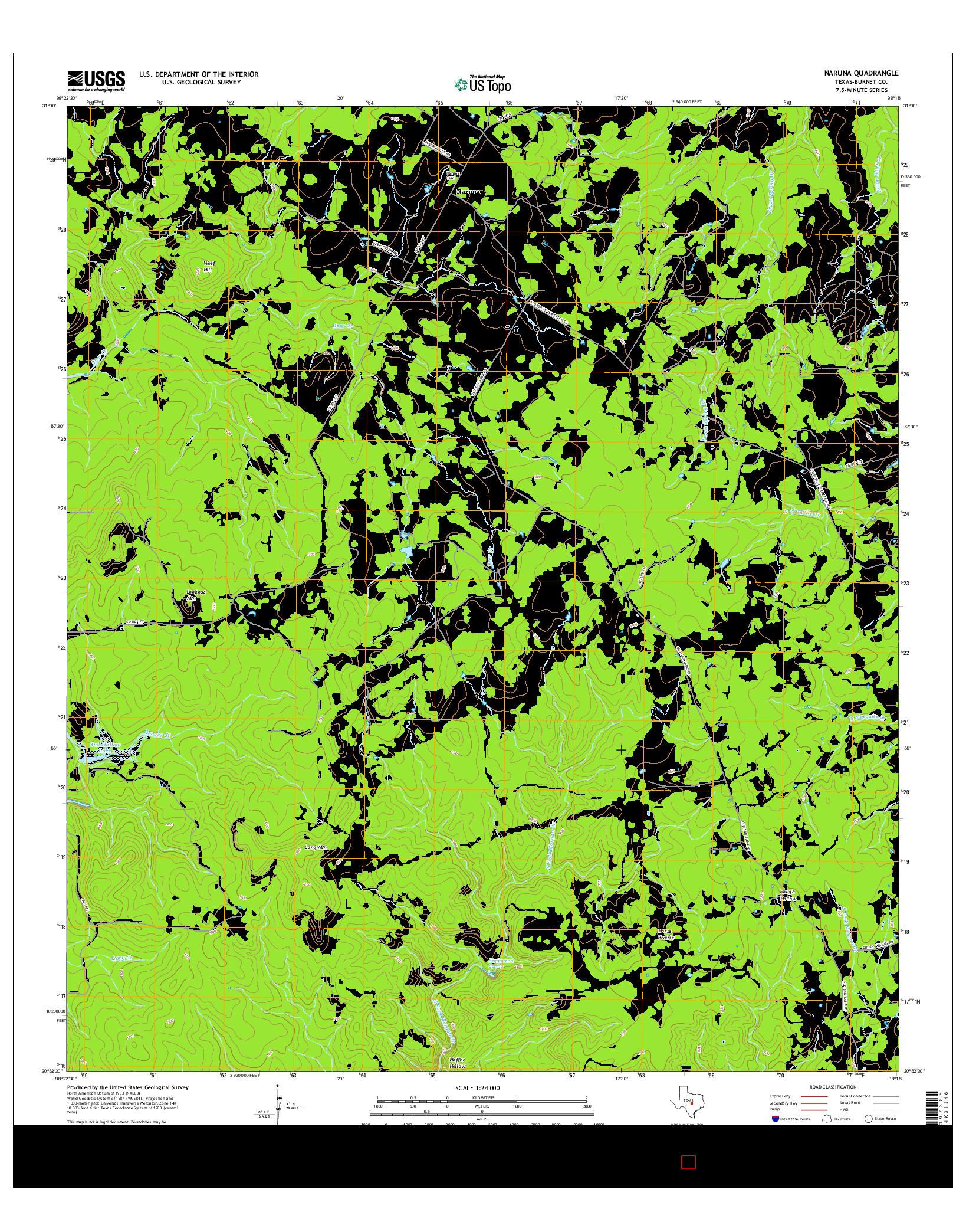 USGS US TOPO 7.5-MINUTE MAP FOR NARUNA, TX 2016