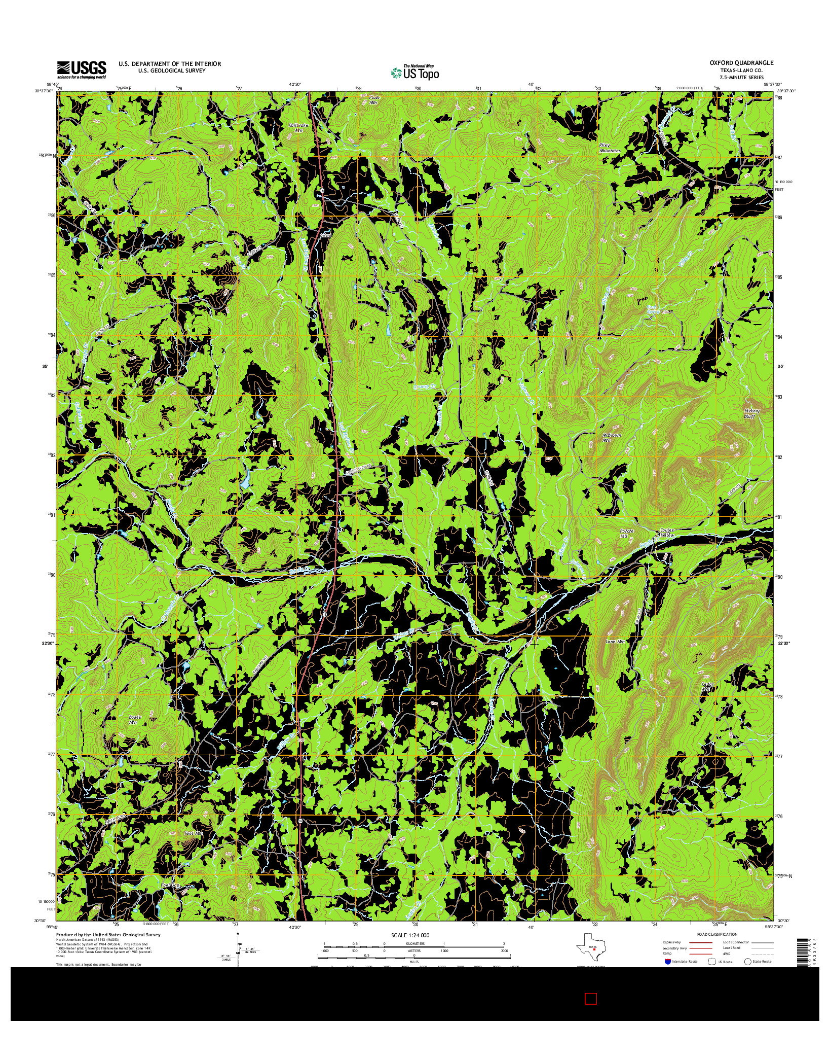 USGS US TOPO 7.5-MINUTE MAP FOR OXFORD, TX 2016