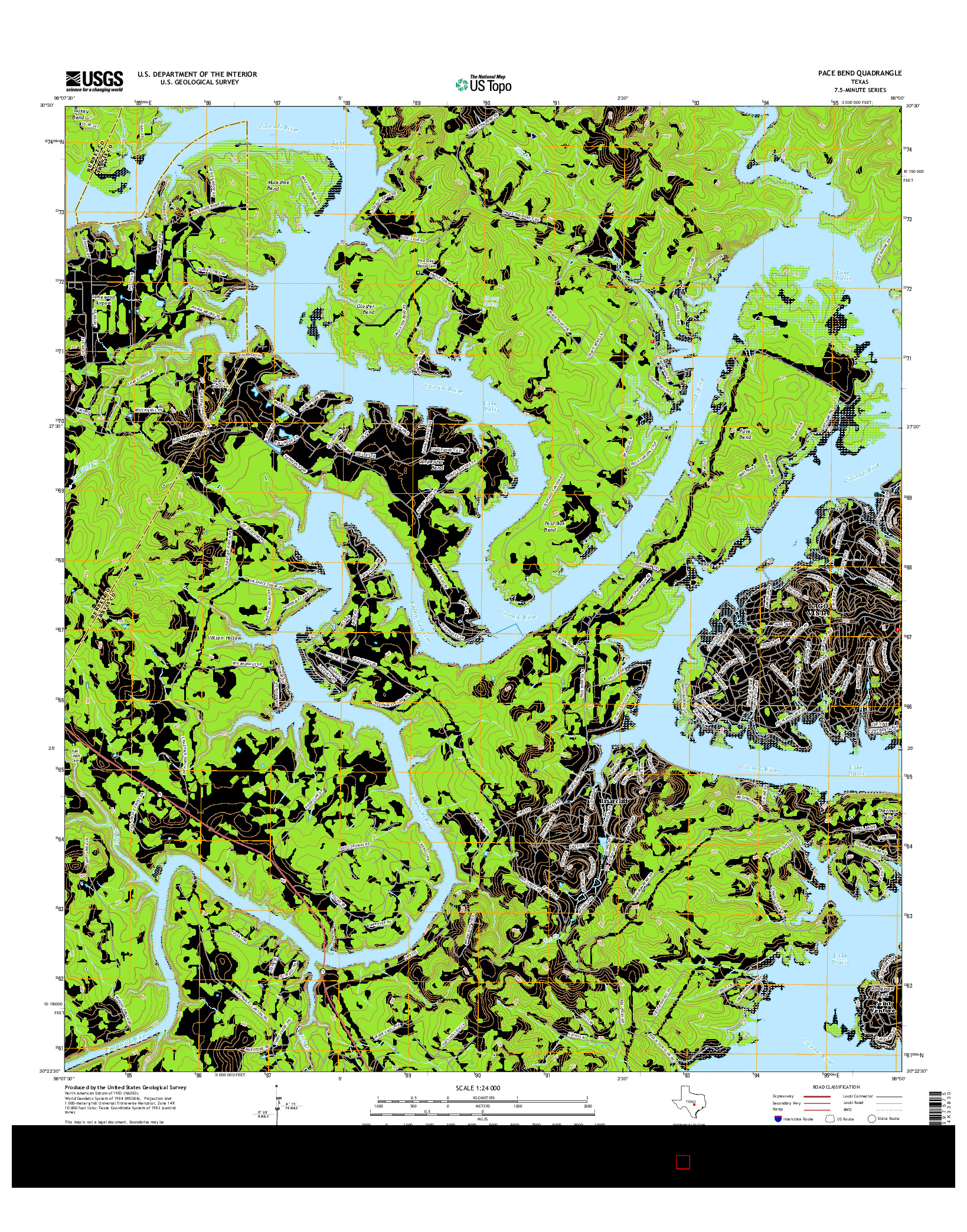 USGS US TOPO 7.5-MINUTE MAP FOR PACE BEND, TX 2016