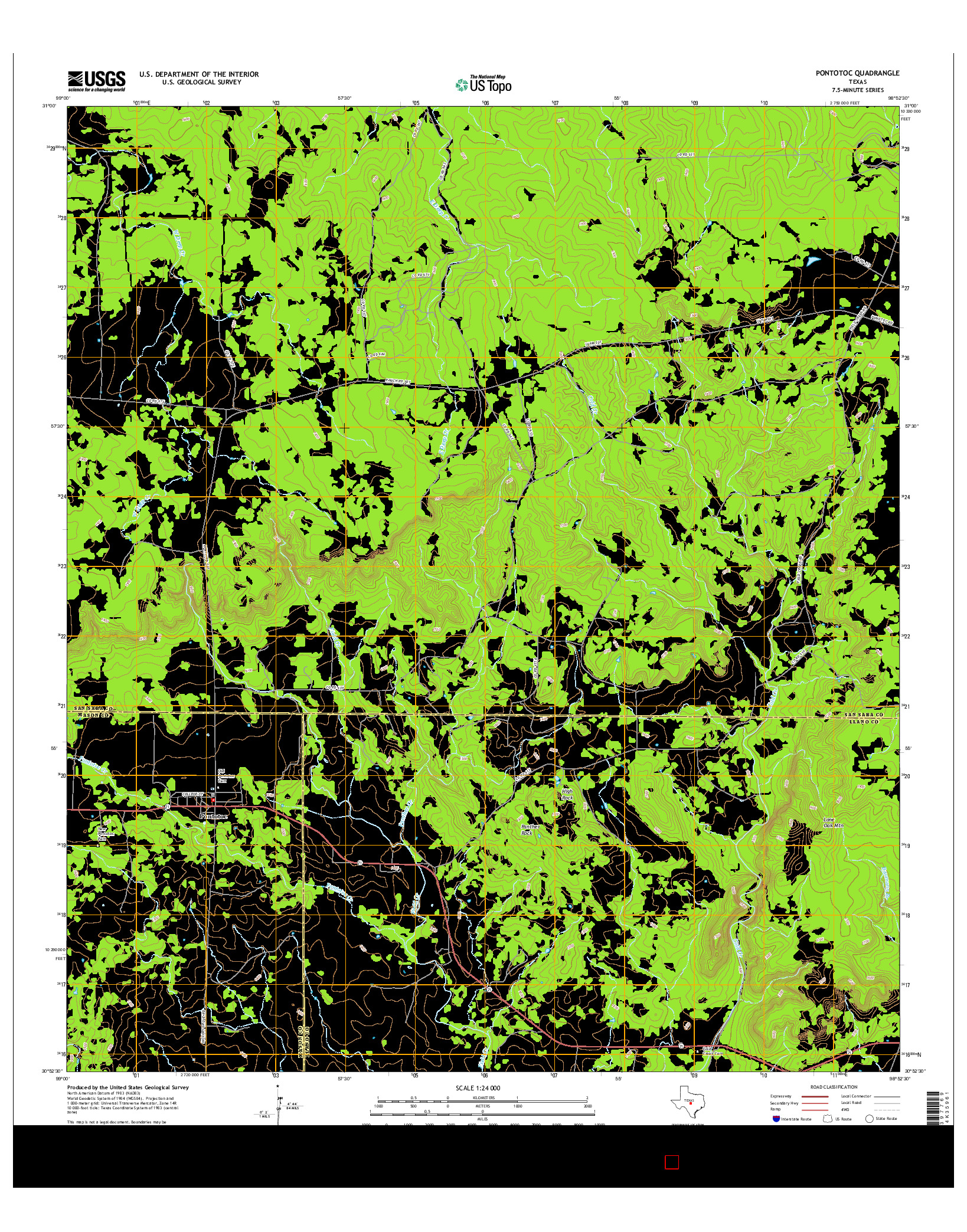 USGS US TOPO 7.5-MINUTE MAP FOR PONTOTOC, TX 2016