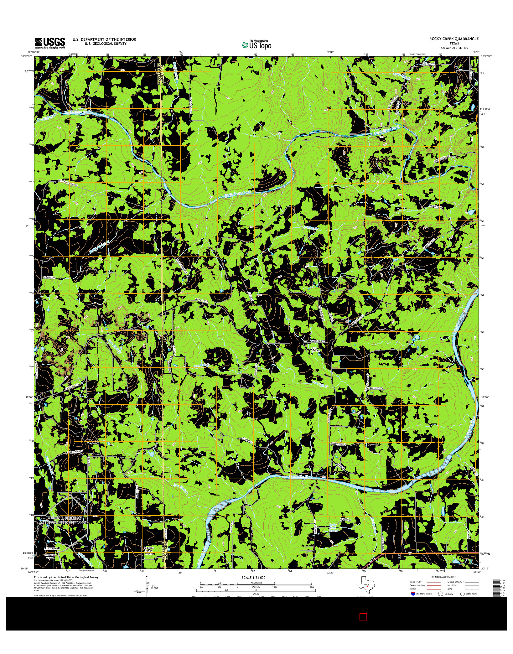 USGS US TOPO 7.5-MINUTE MAP FOR ROCKY CREEK, TX 2016