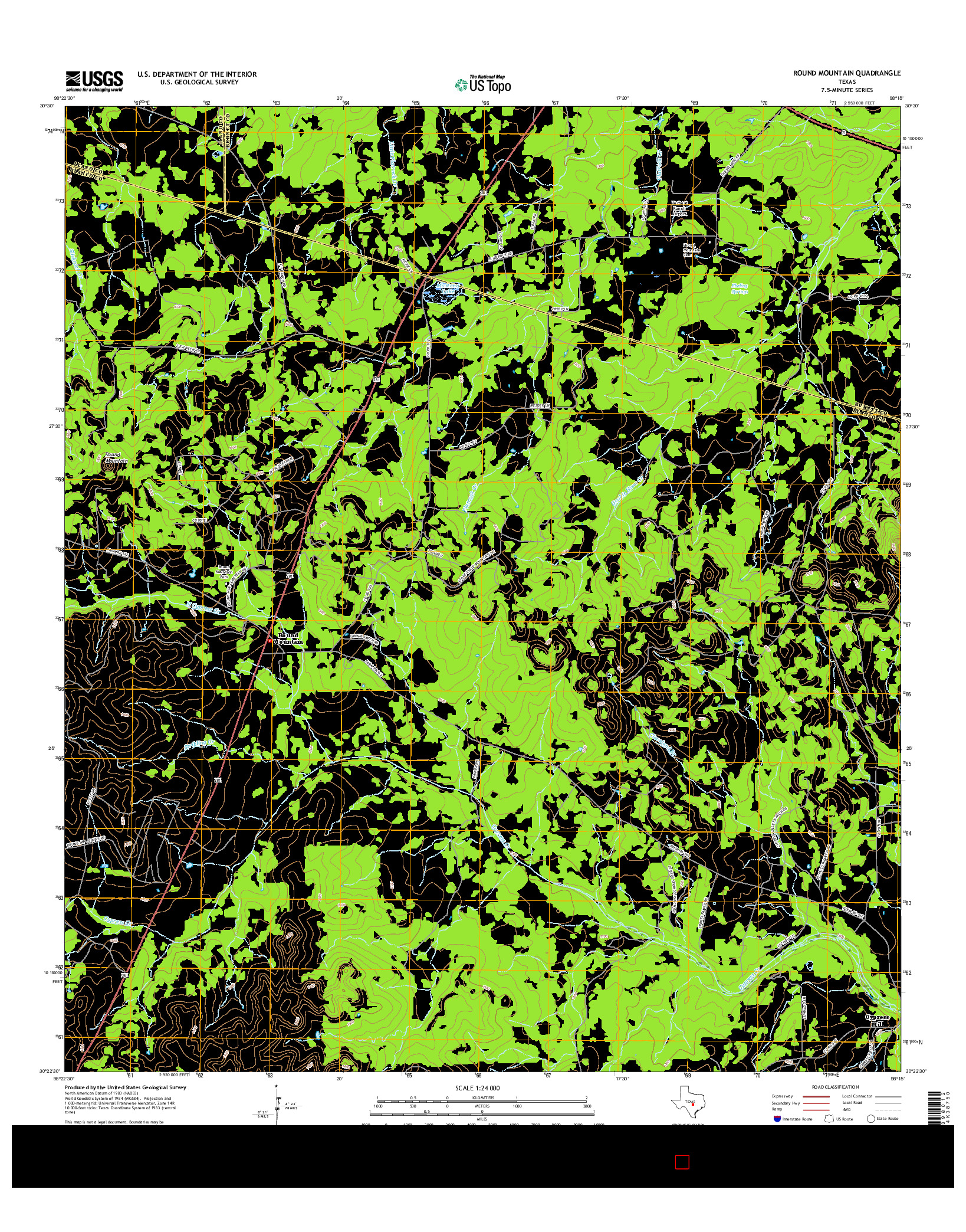 USGS US TOPO 7.5-MINUTE MAP FOR ROUND MOUNTAIN, TX 2016