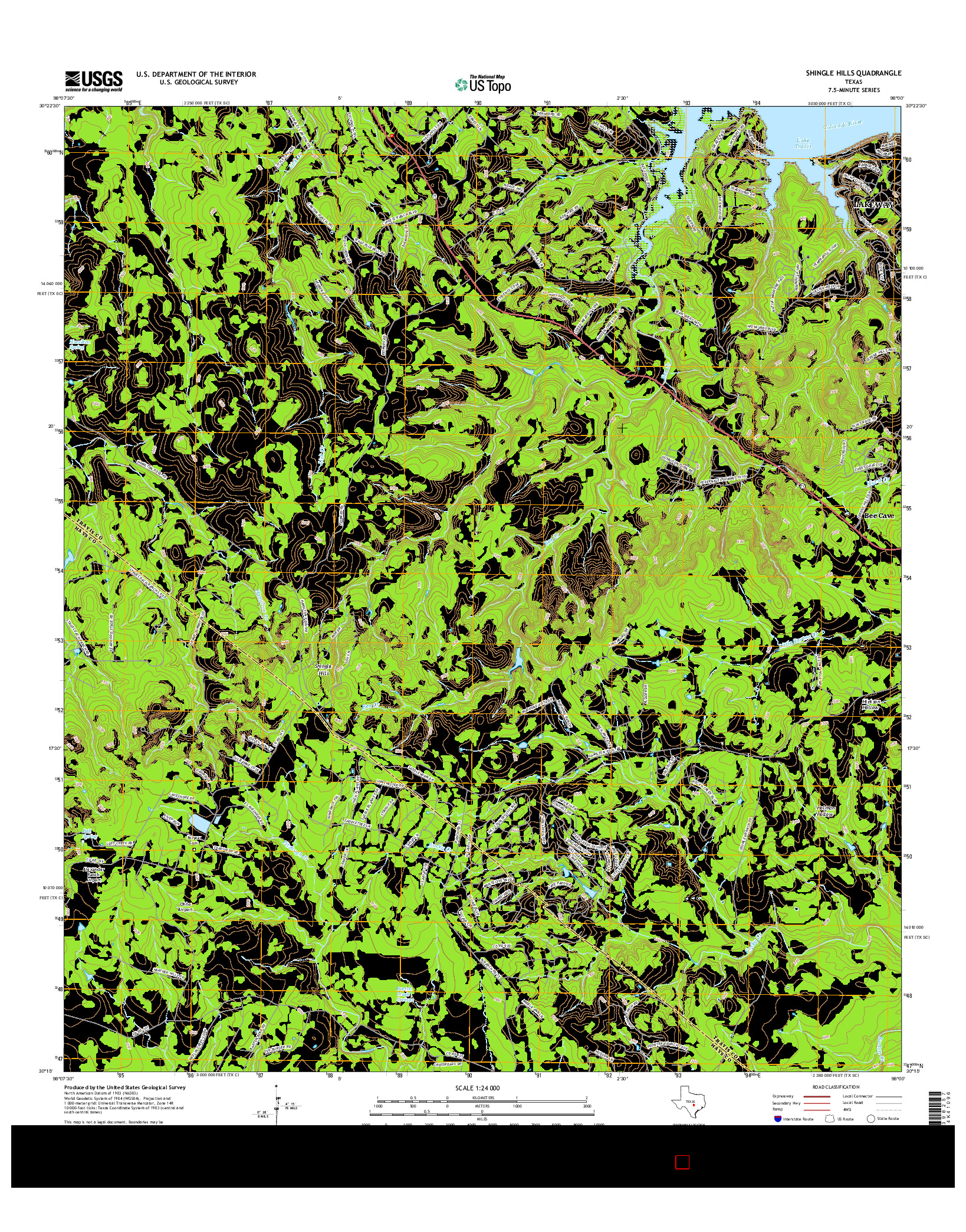 USGS US TOPO 7.5-MINUTE MAP FOR SHINGLE HILLS, TX 2016