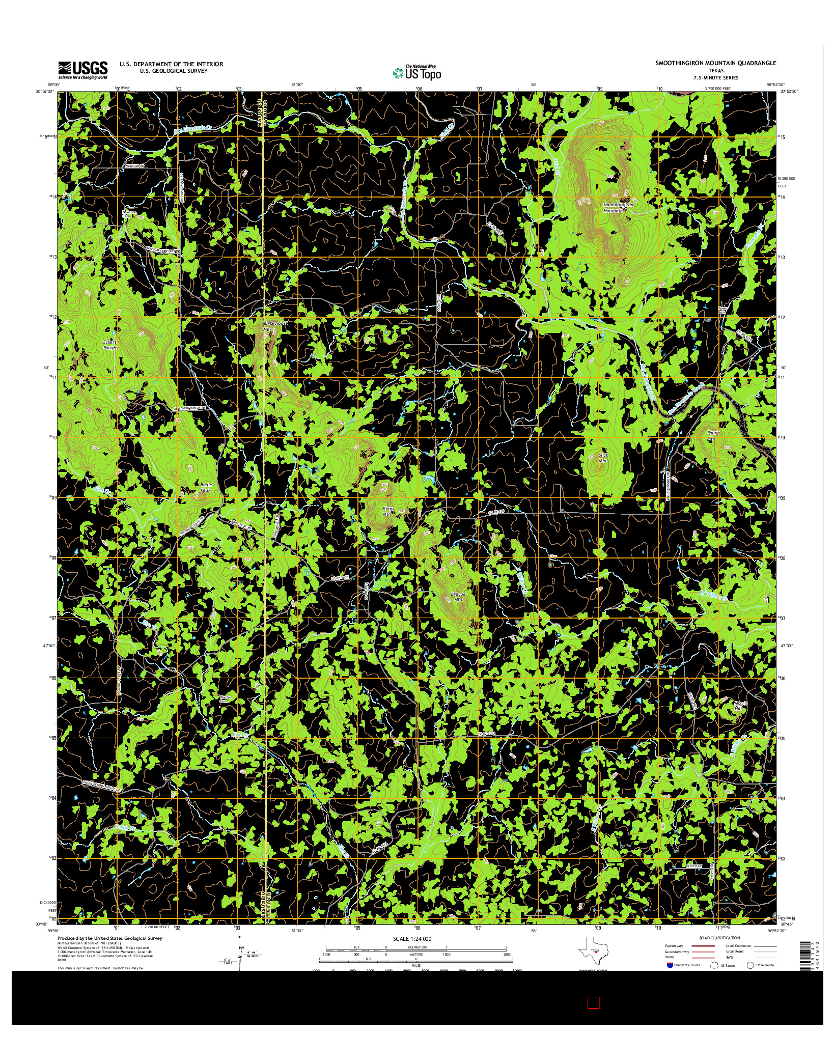 USGS US TOPO 7.5-MINUTE MAP FOR SMOOTHINGIRON MOUNTAIN, TX 2016
