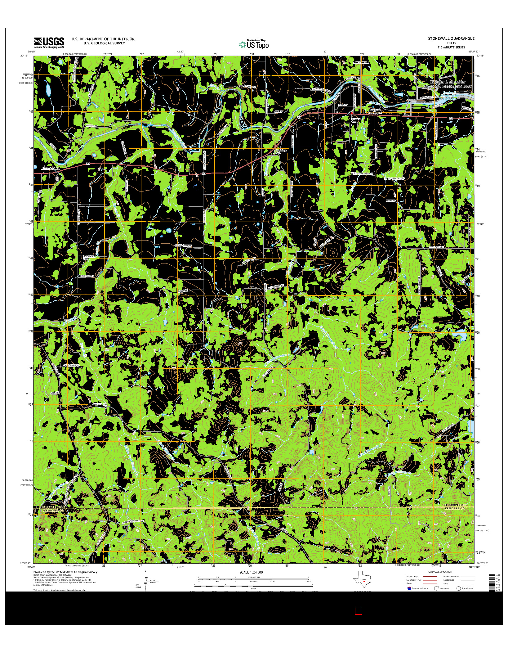 USGS US TOPO 7.5-MINUTE MAP FOR STONEWALL, TX 2016