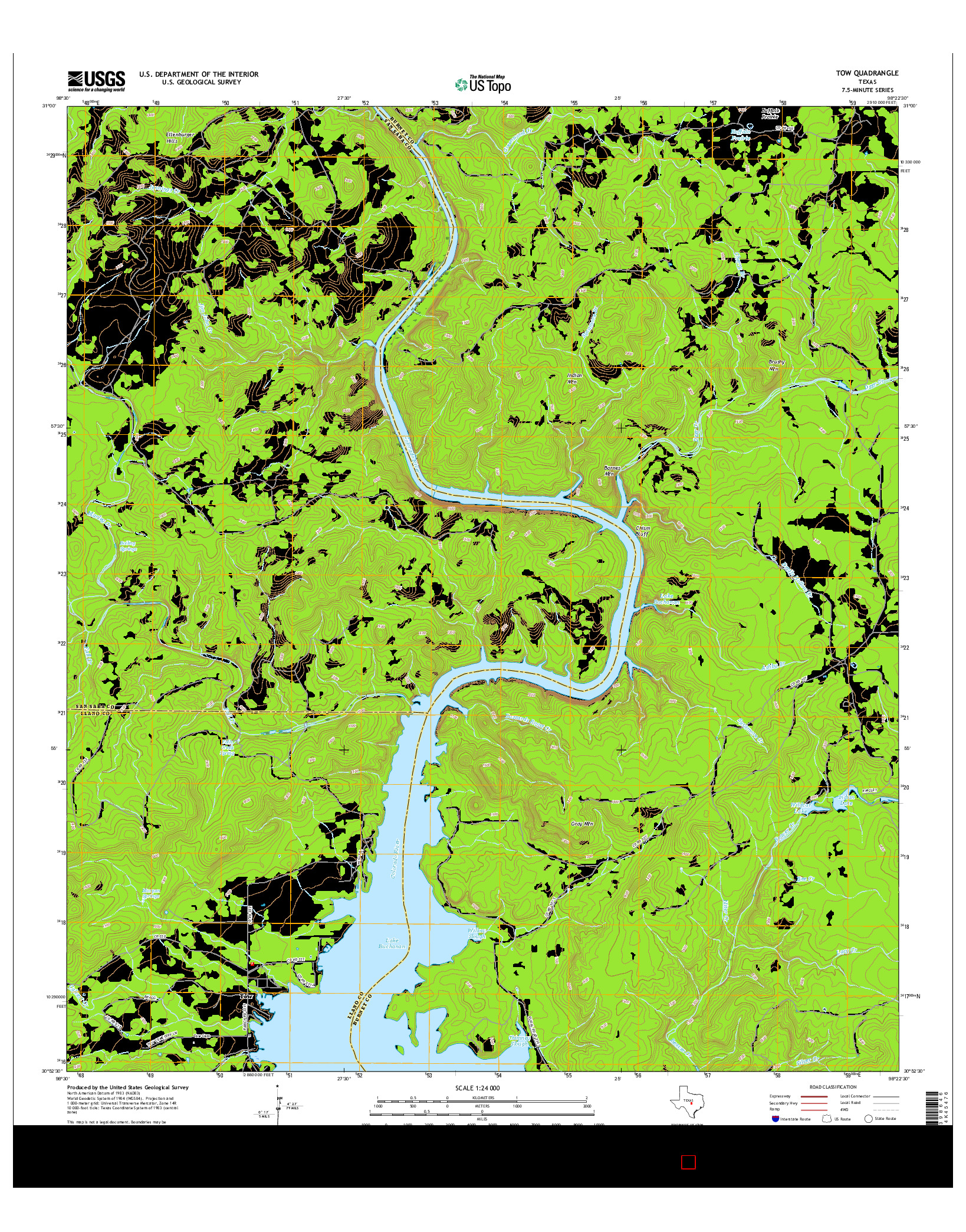 USGS US TOPO 7.5-MINUTE MAP FOR TOW, TX 2016