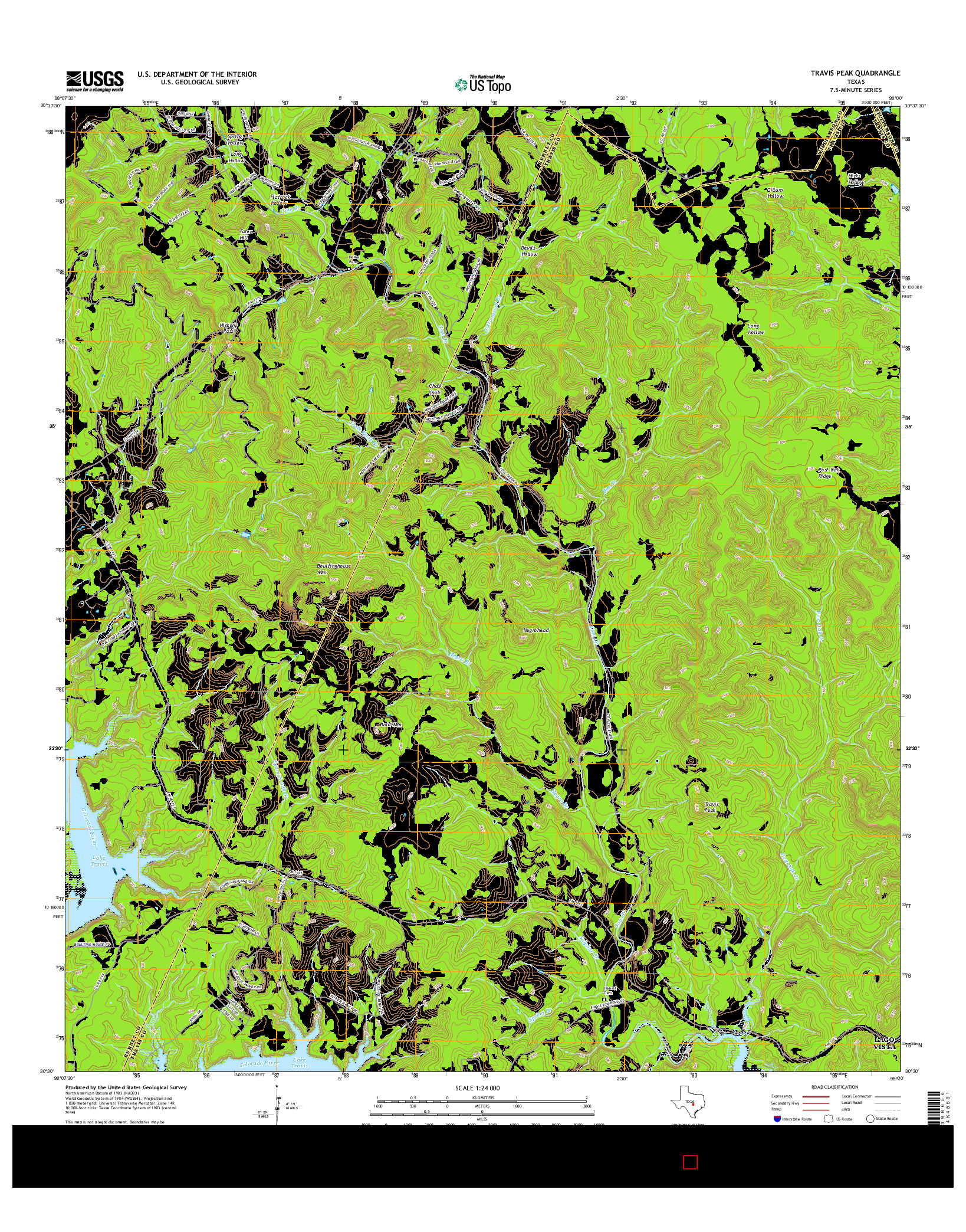 USGS US TOPO 7.5-MINUTE MAP FOR TRAVIS PEAK, TX 2016