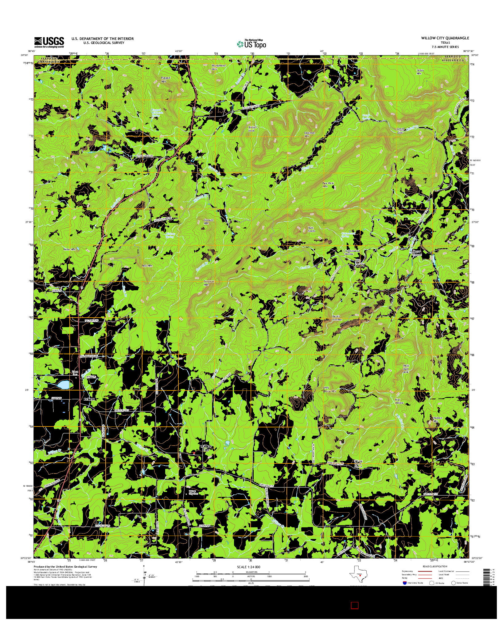 USGS US TOPO 7.5-MINUTE MAP FOR WILLOW CITY, TX 2016