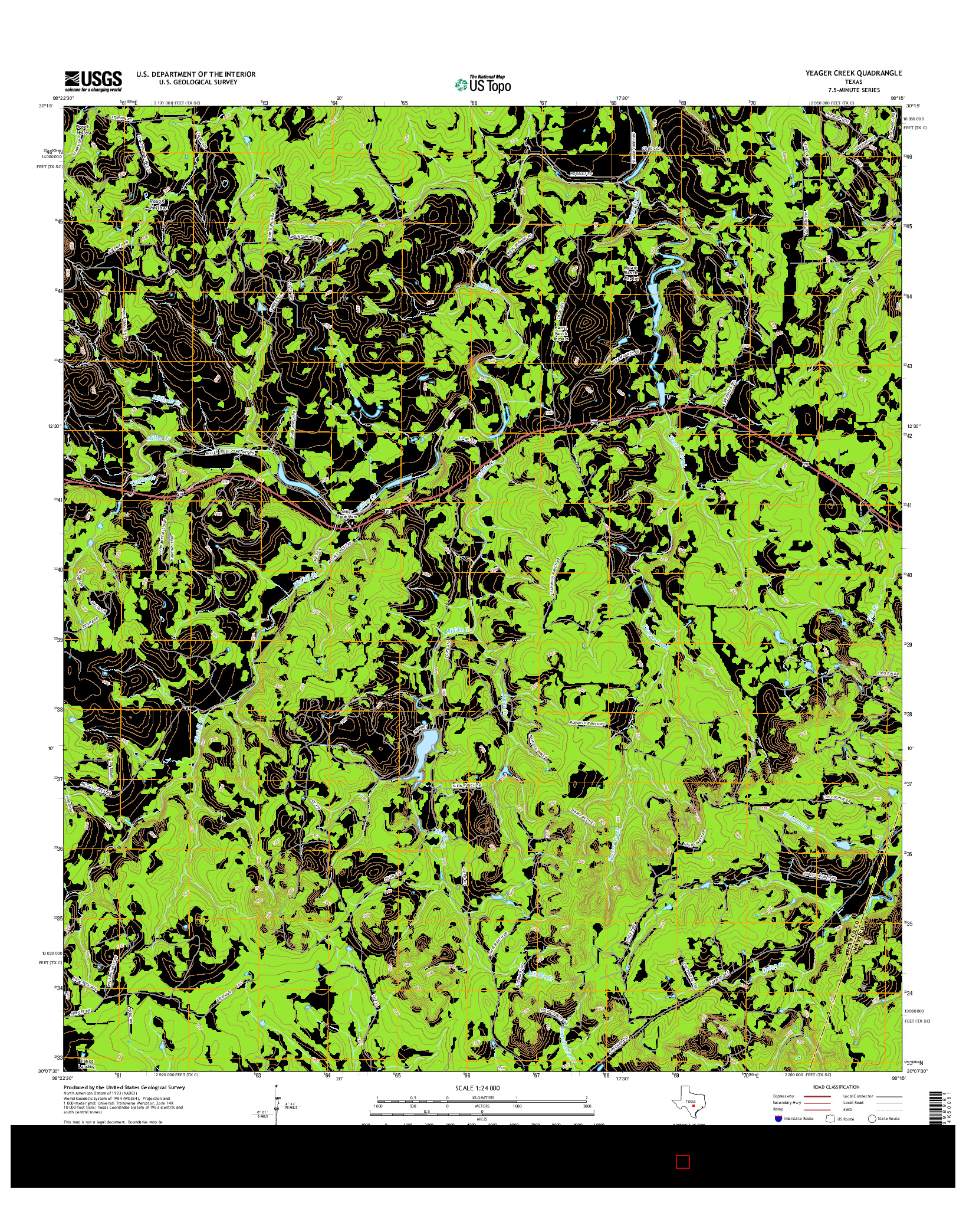 USGS US TOPO 7.5-MINUTE MAP FOR YEAGER CREEK, TX 2016