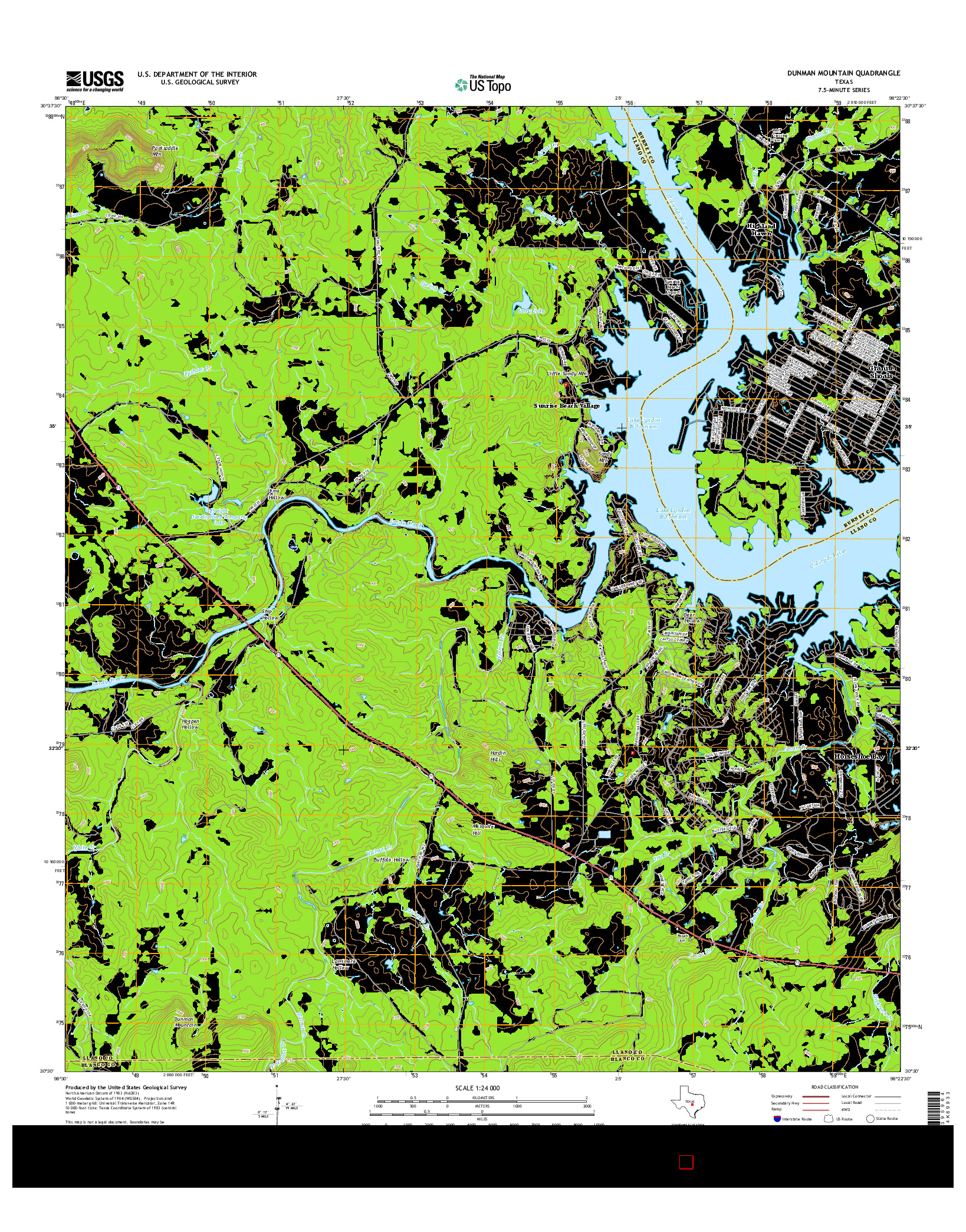 USGS US TOPO 7.5-MINUTE MAP FOR DUNMAN MOUNTAIN, TX 2016