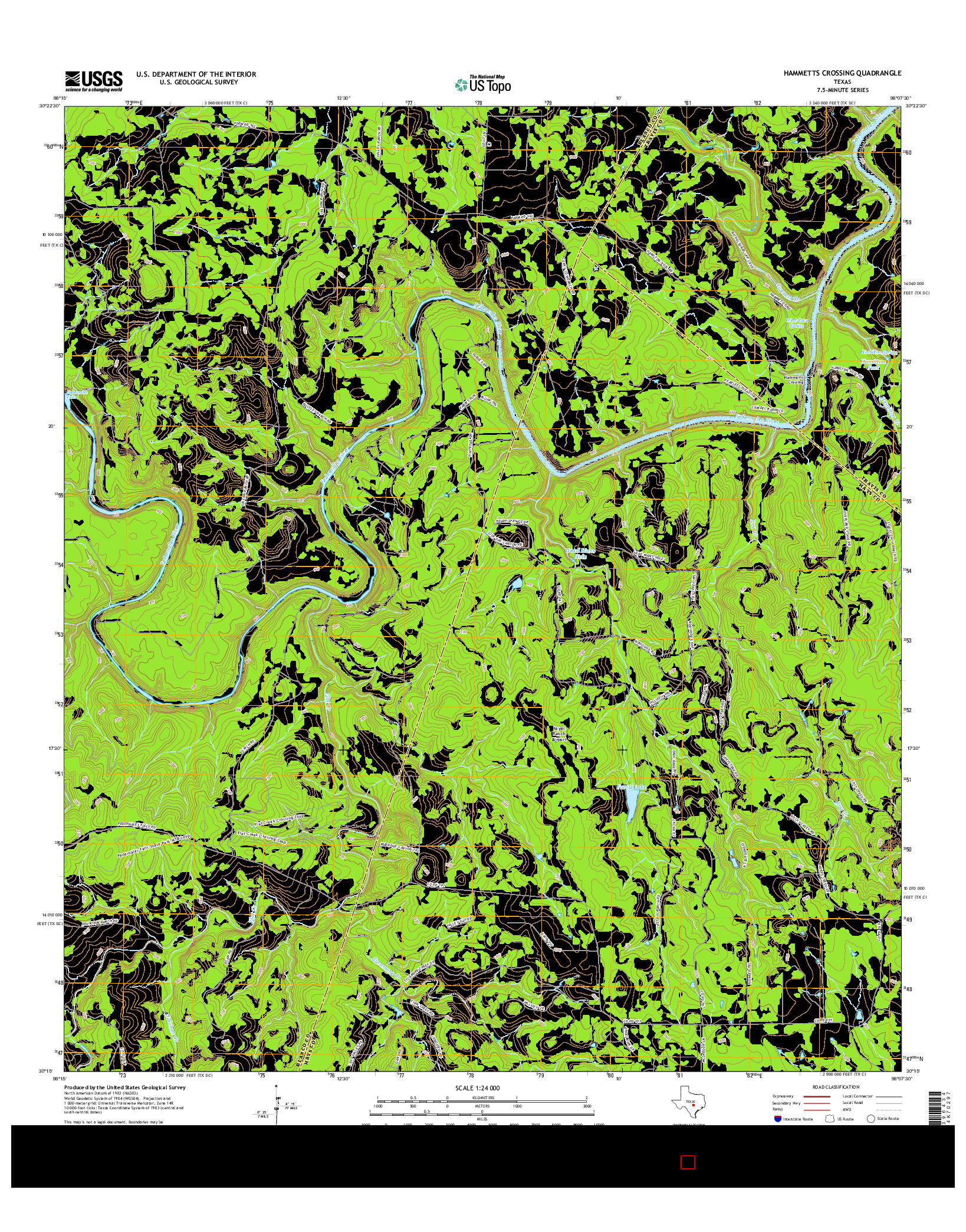 USGS US TOPO 7.5-MINUTE MAP FOR HAMMETTS CROSSING, TX 2016