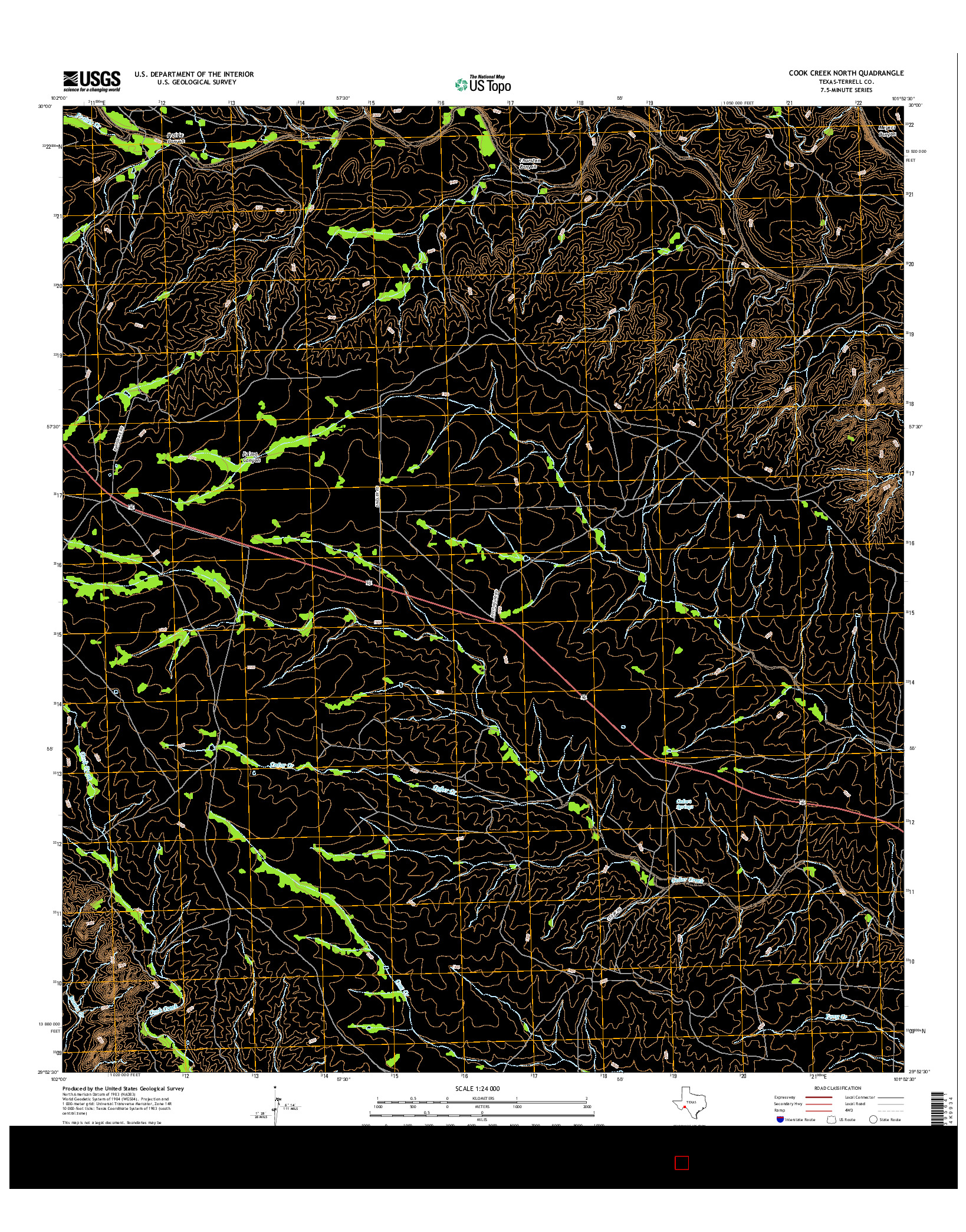 USGS US TOPO 7.5-MINUTE MAP FOR COOK CREEK NORTH, TX 2016