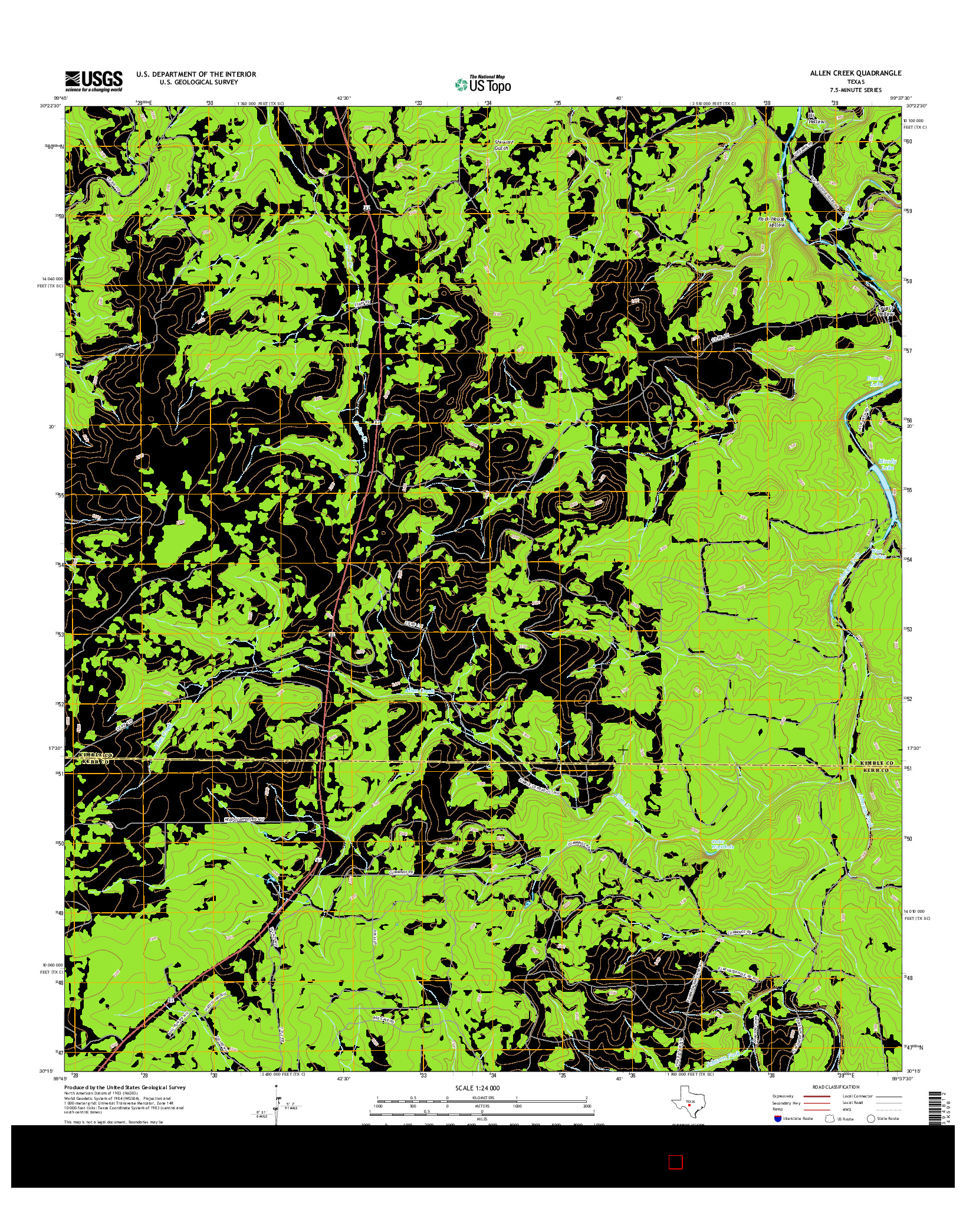 USGS US TOPO 7.5-MINUTE MAP FOR ALLEN CREEK, TX 2016