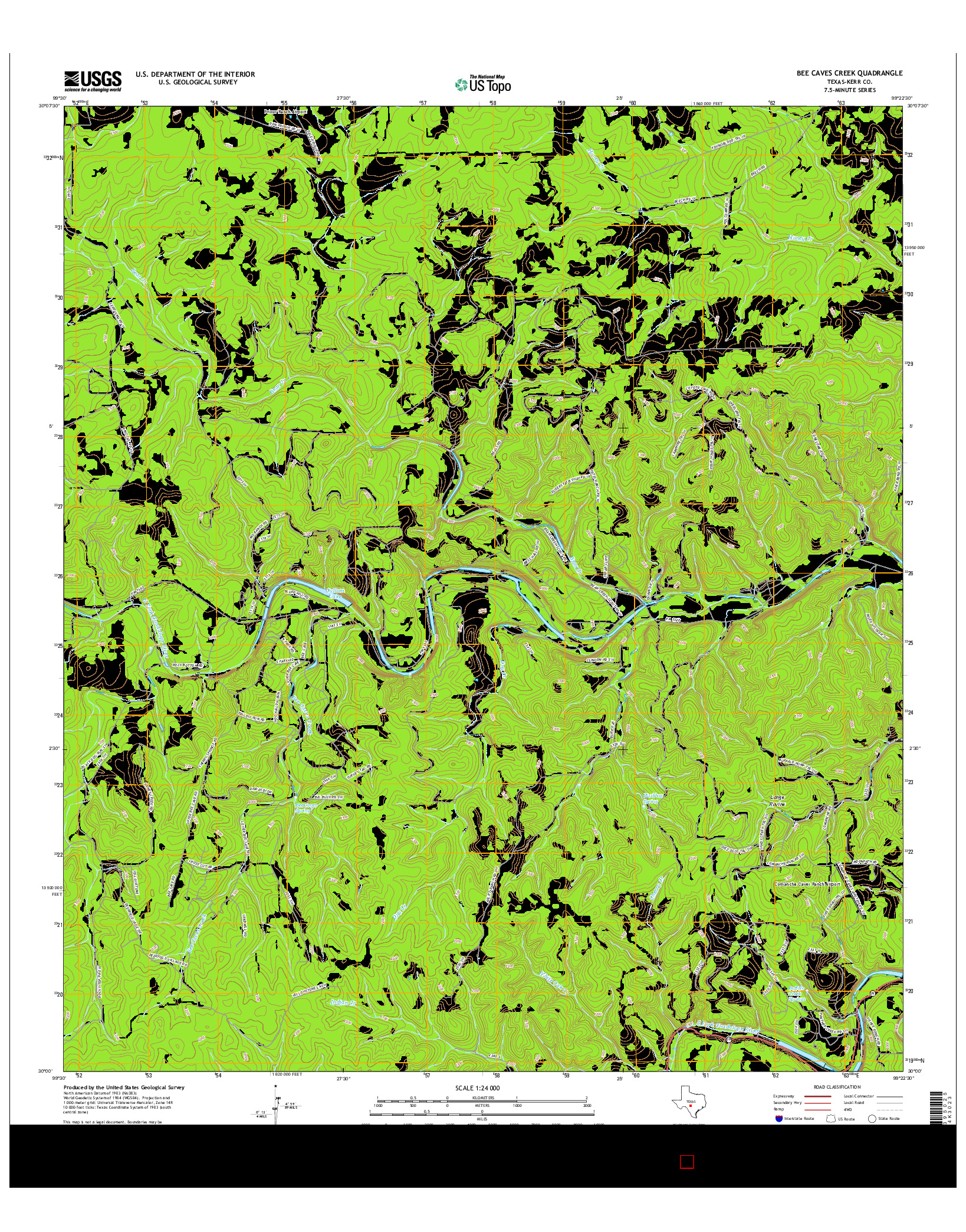 USGS US TOPO 7.5-MINUTE MAP FOR BEE CAVES CREEK, TX 2016