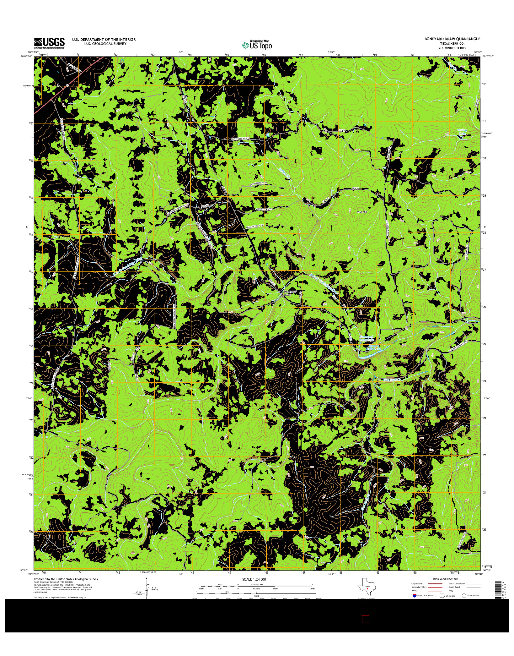 USGS US TOPO 7.5-MINUTE MAP FOR BONEYARD DRAW, TX 2016