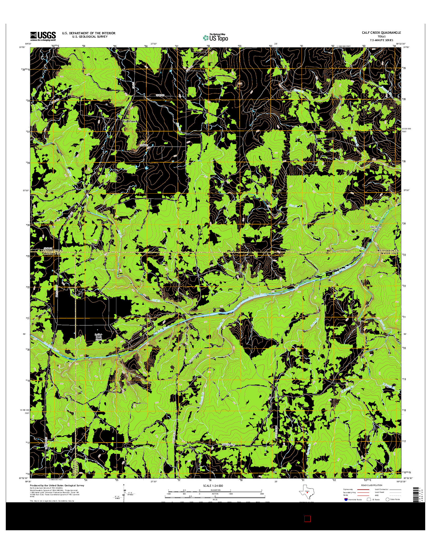 USGS US TOPO 7.5-MINUTE MAP FOR CALF CREEK, TX 2016