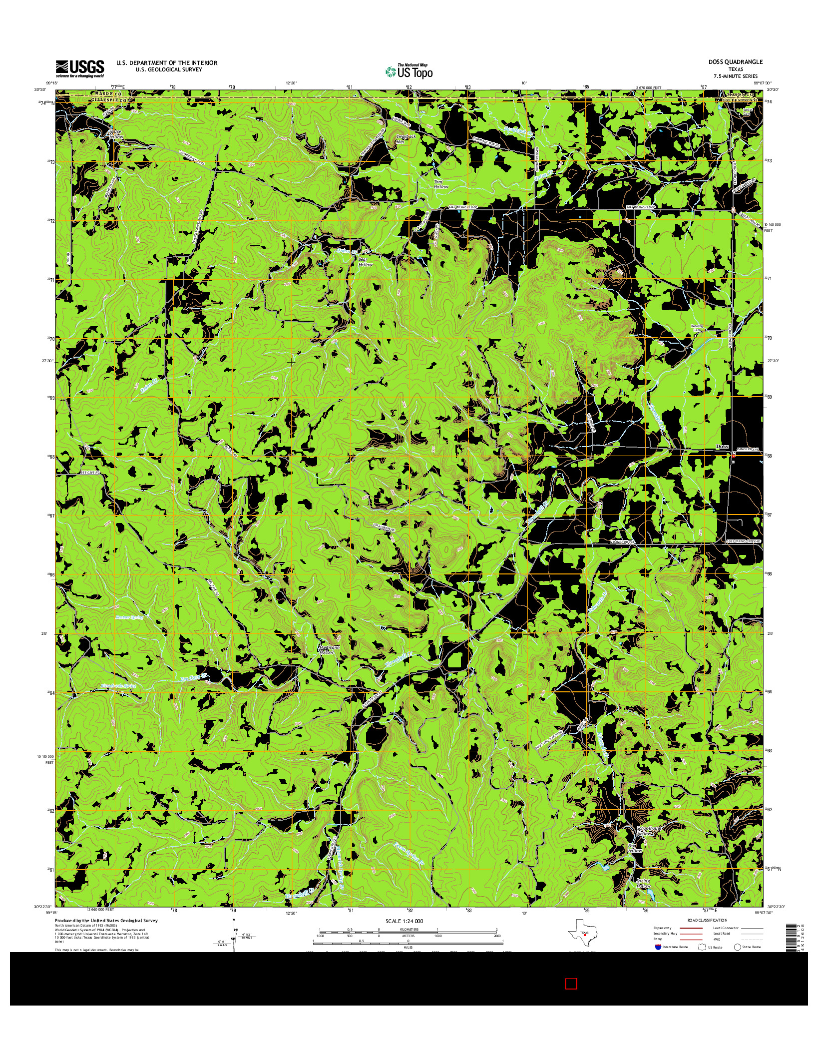 USGS US TOPO 7.5-MINUTE MAP FOR DOSS, TX 2016