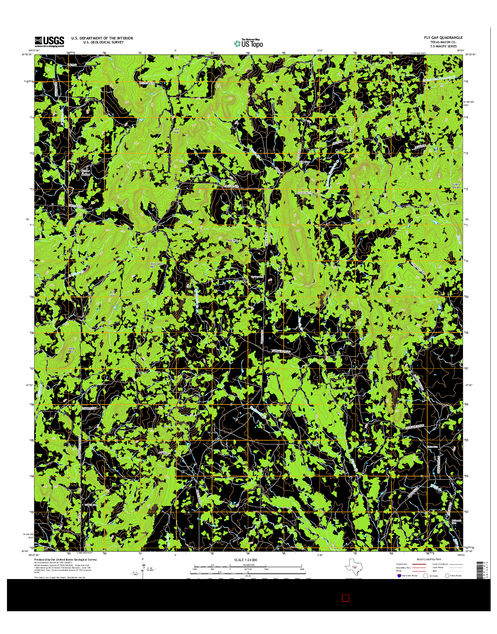 USGS US TOPO 7.5-MINUTE MAP FOR FLY GAP, TX 2016