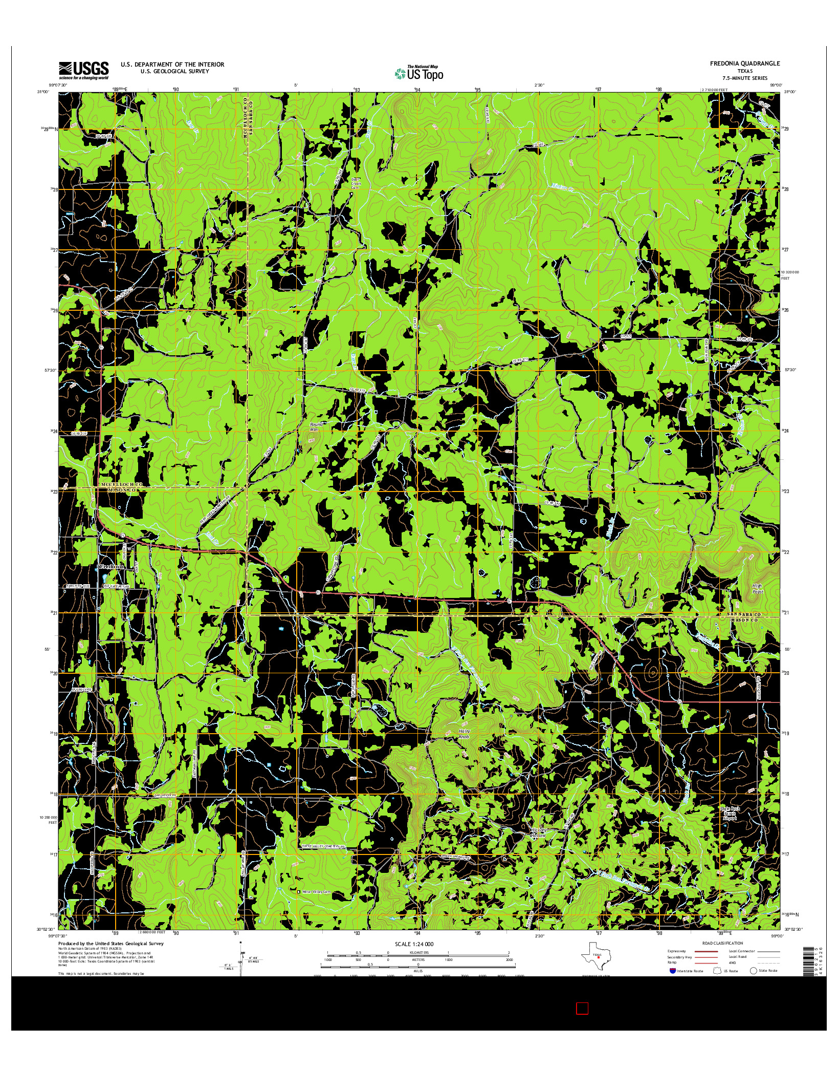 USGS US TOPO 7.5-MINUTE MAP FOR FREDONIA, TX 2016