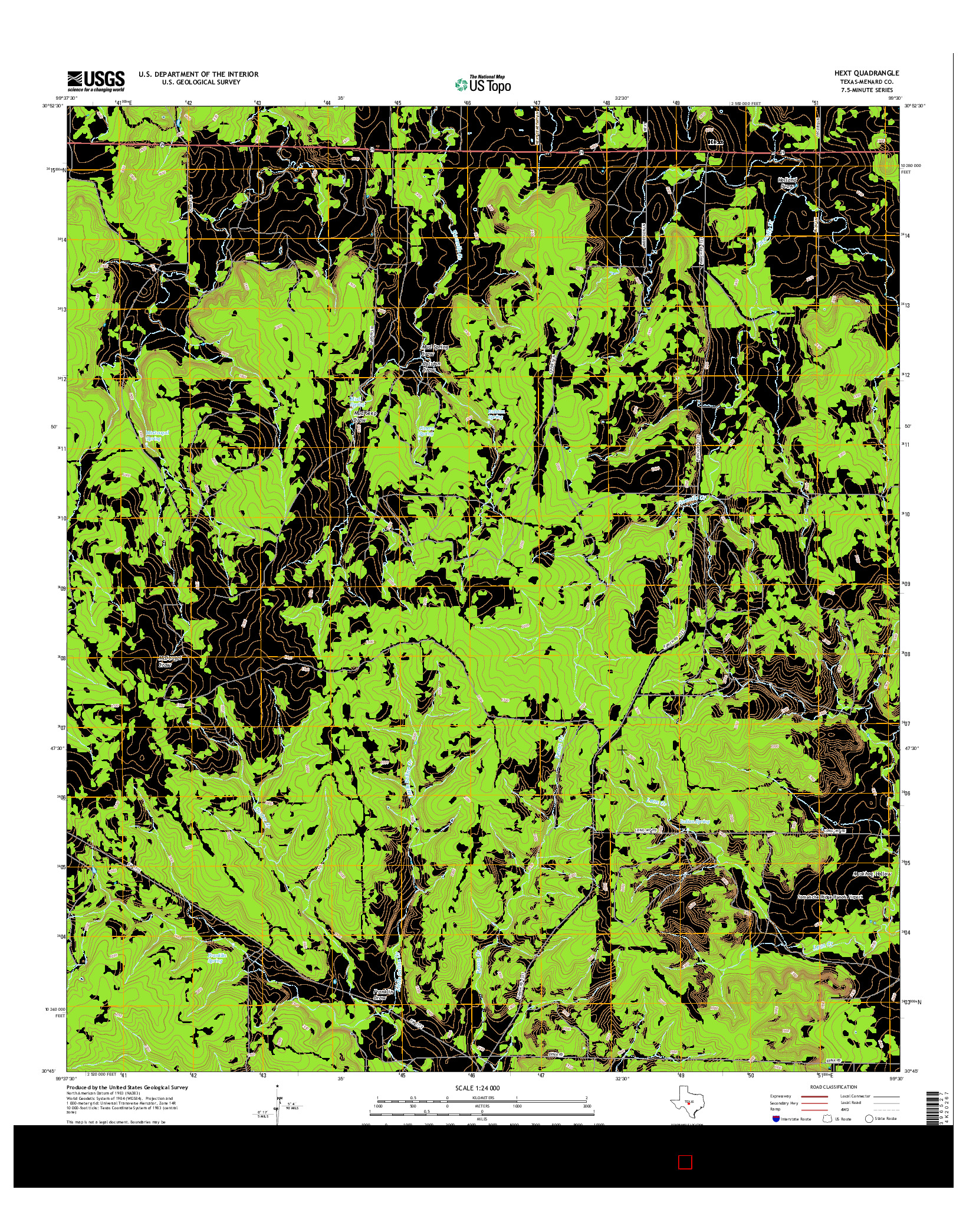 USGS US TOPO 7.5-MINUTE MAP FOR HEXT, TX 2016