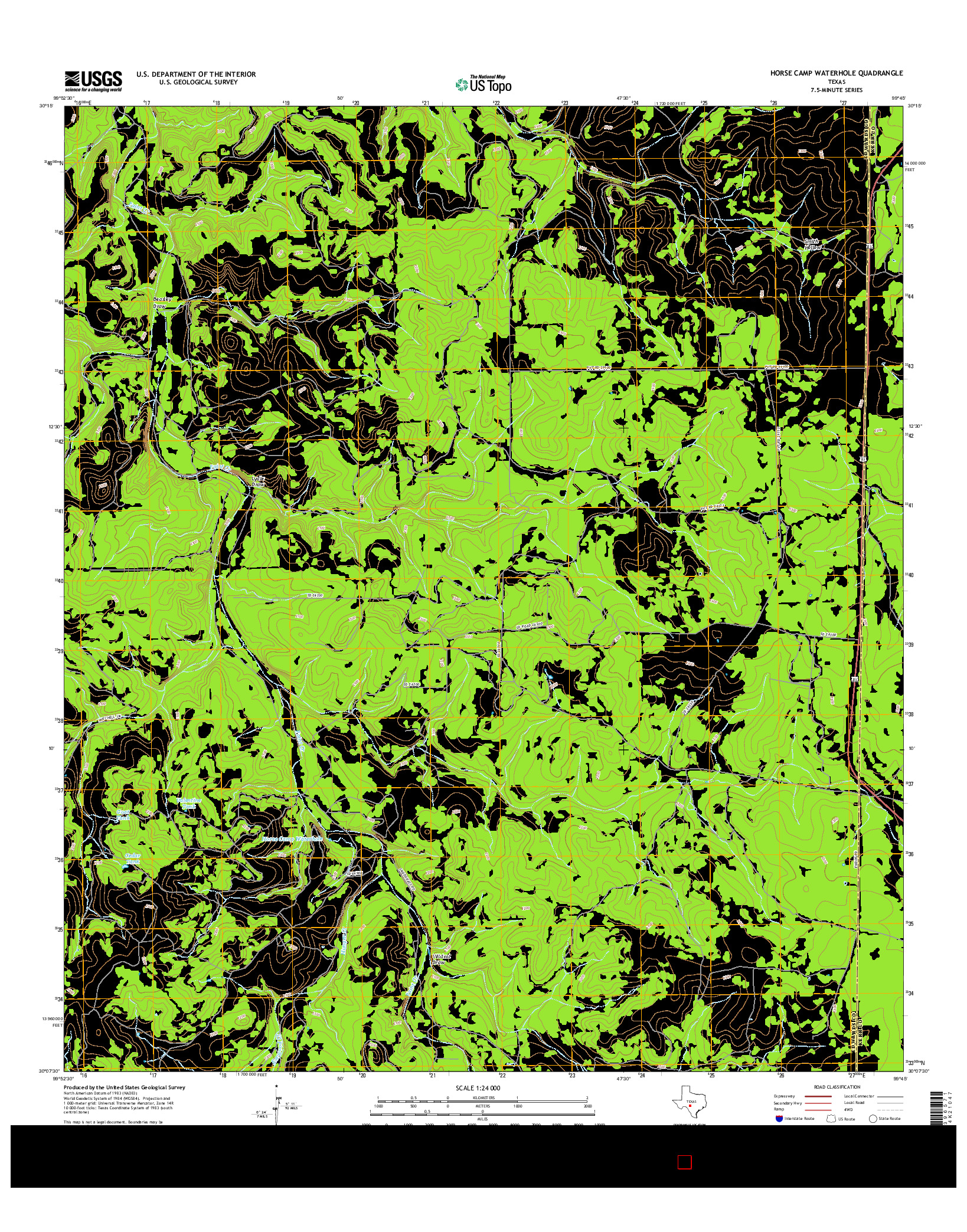 USGS US TOPO 7.5-MINUTE MAP FOR HORSE CAMP WATERHOLE, TX 2016