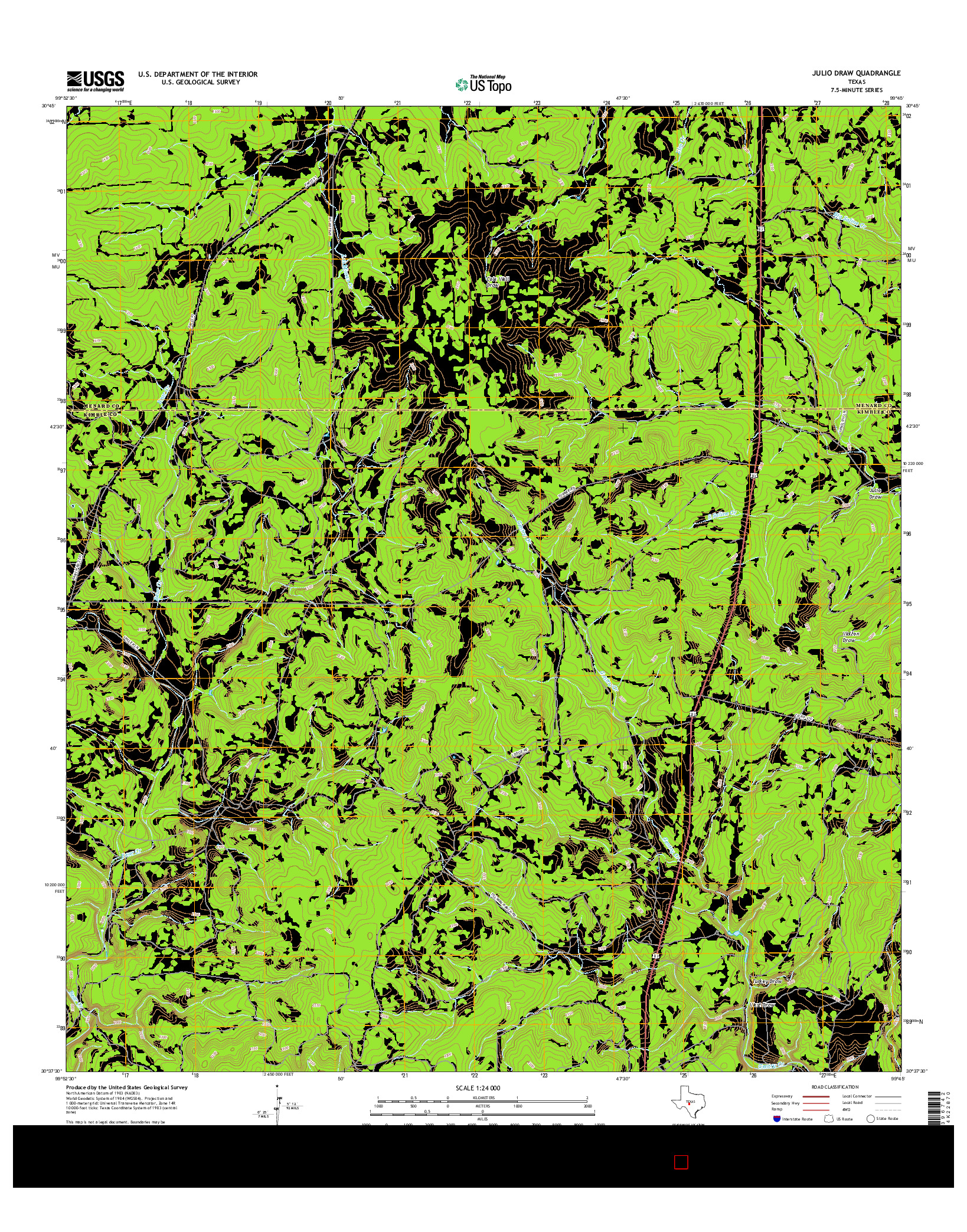 USGS US TOPO 7.5-MINUTE MAP FOR JULIO DRAW, TX 2016